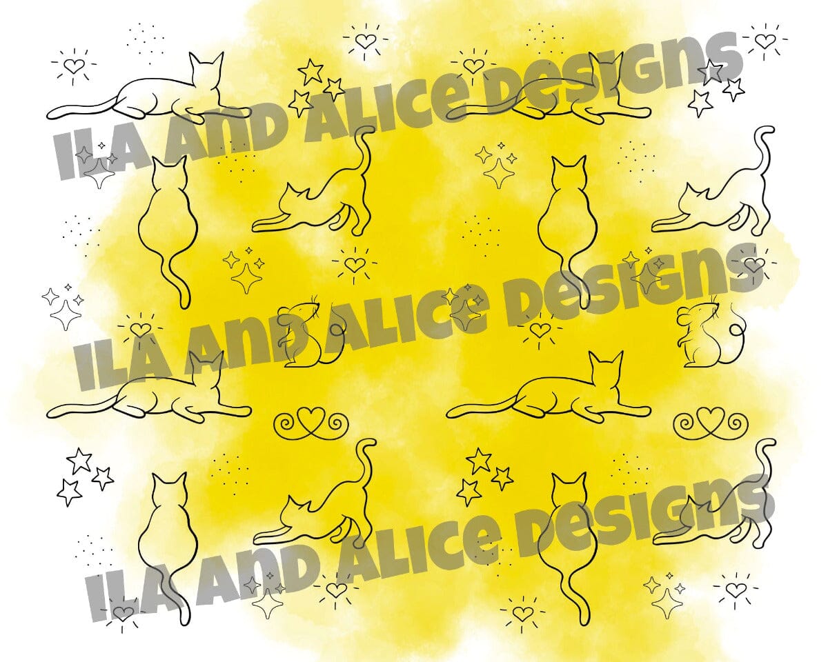 Digital Cat Junk Journal Paper-Yellow-5 Papers
