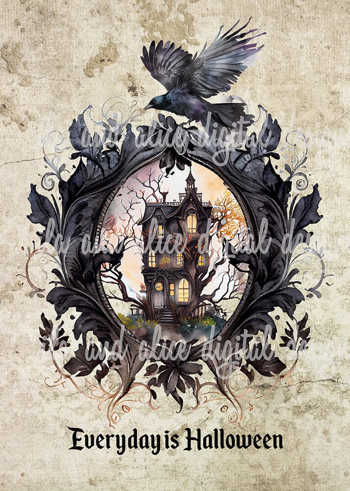 Every Day is Halloween Haunted House Postcard Set