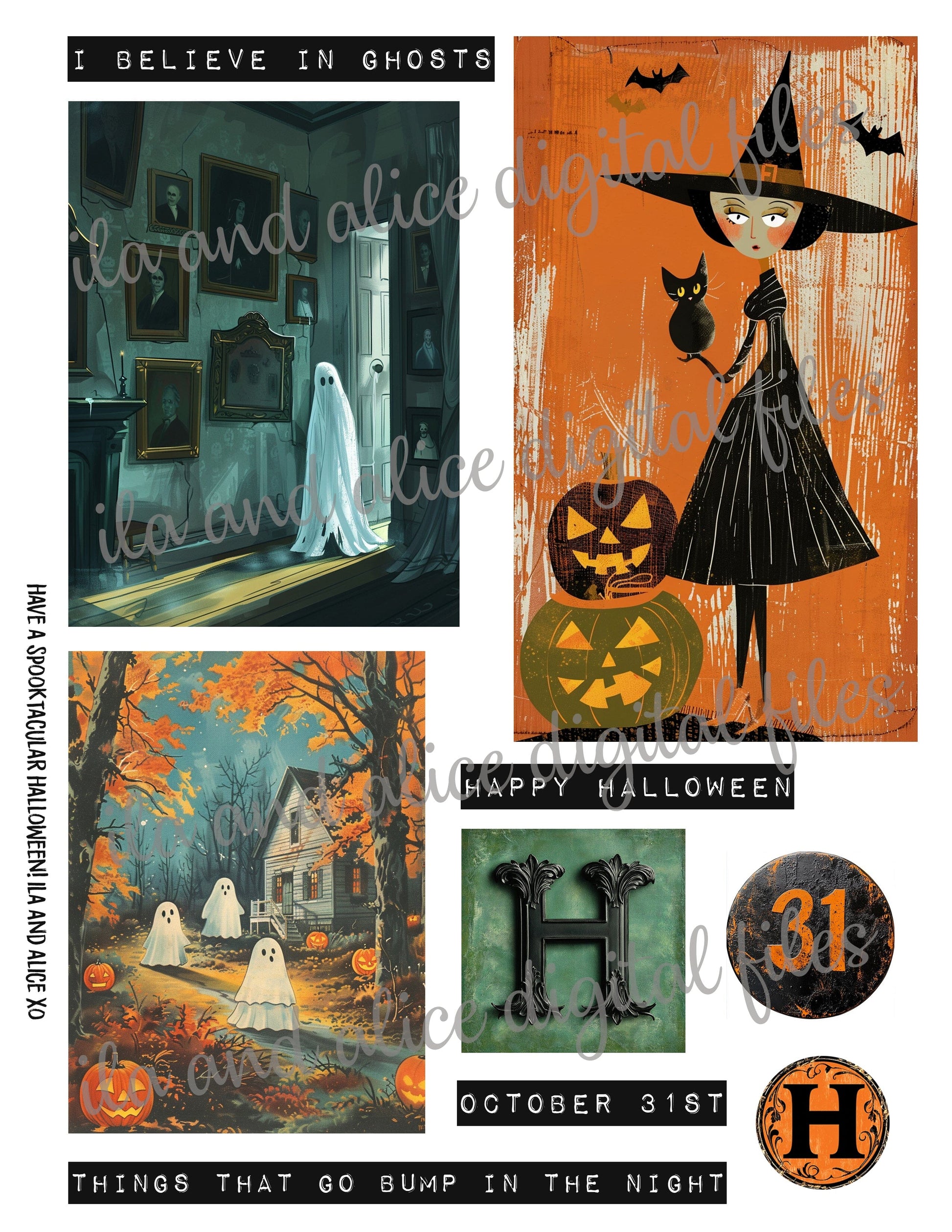 Digital Halloween Art Junk Journal Ephemera