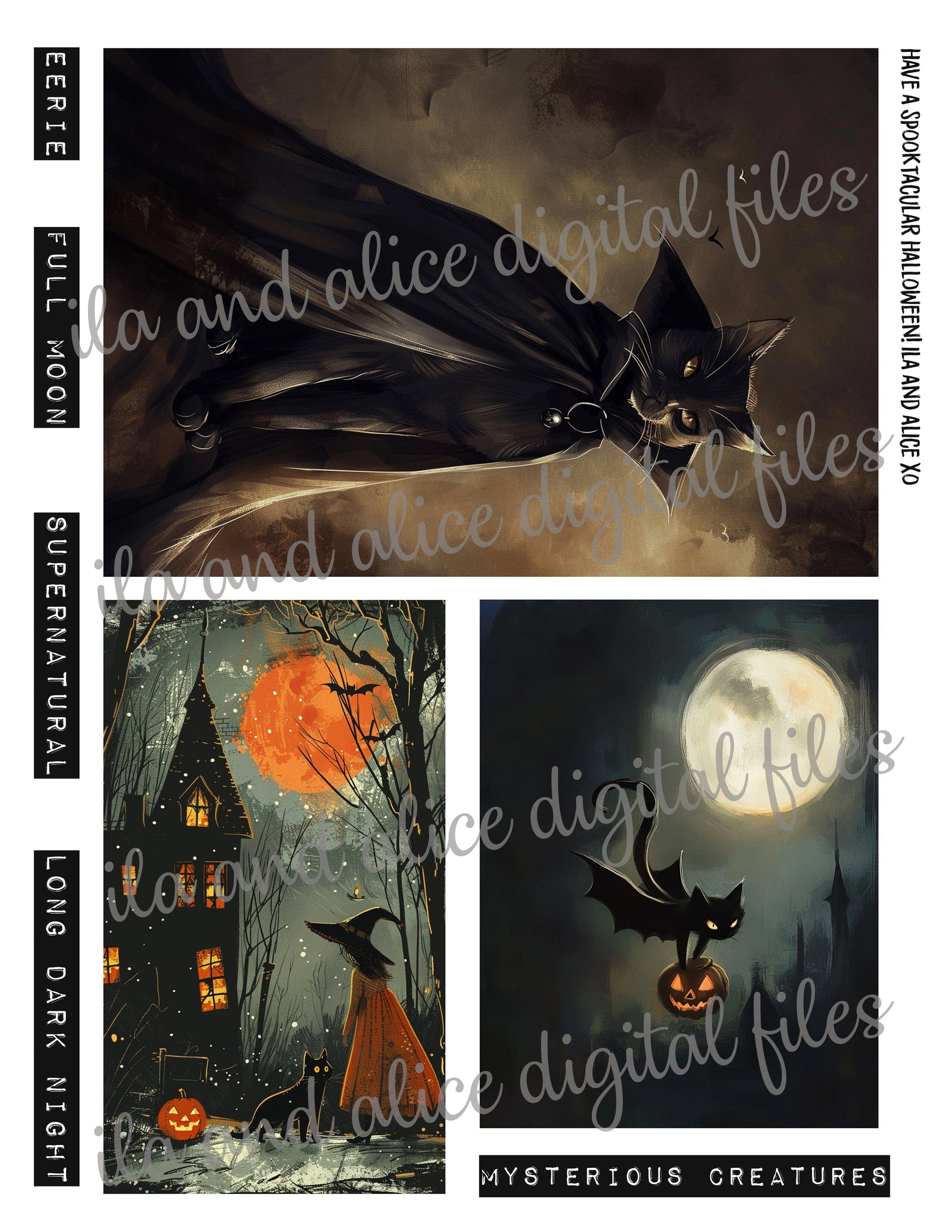 Digital Halloween Art Junk Journal Ephemera