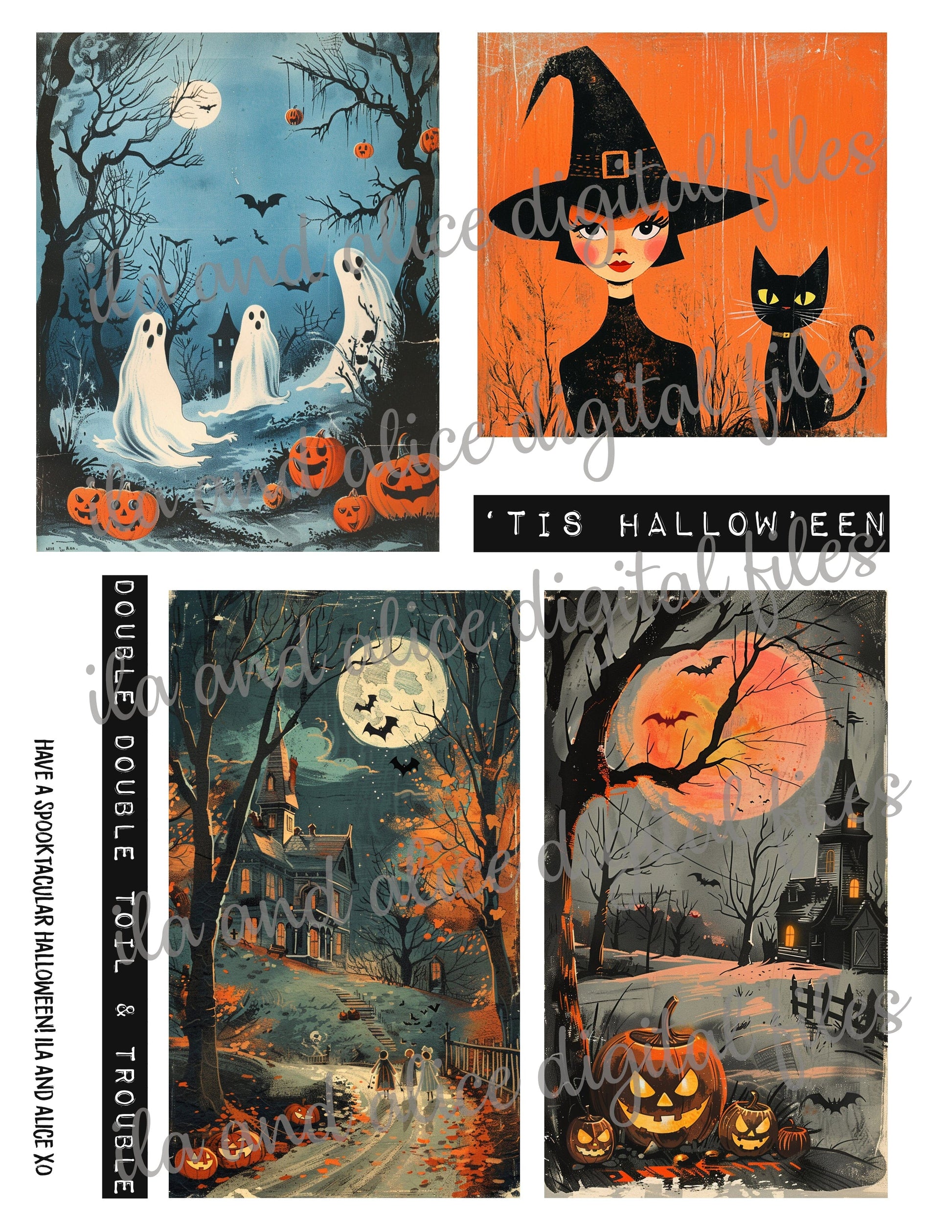 Digital Halloween Art Junk Journal Ephemera