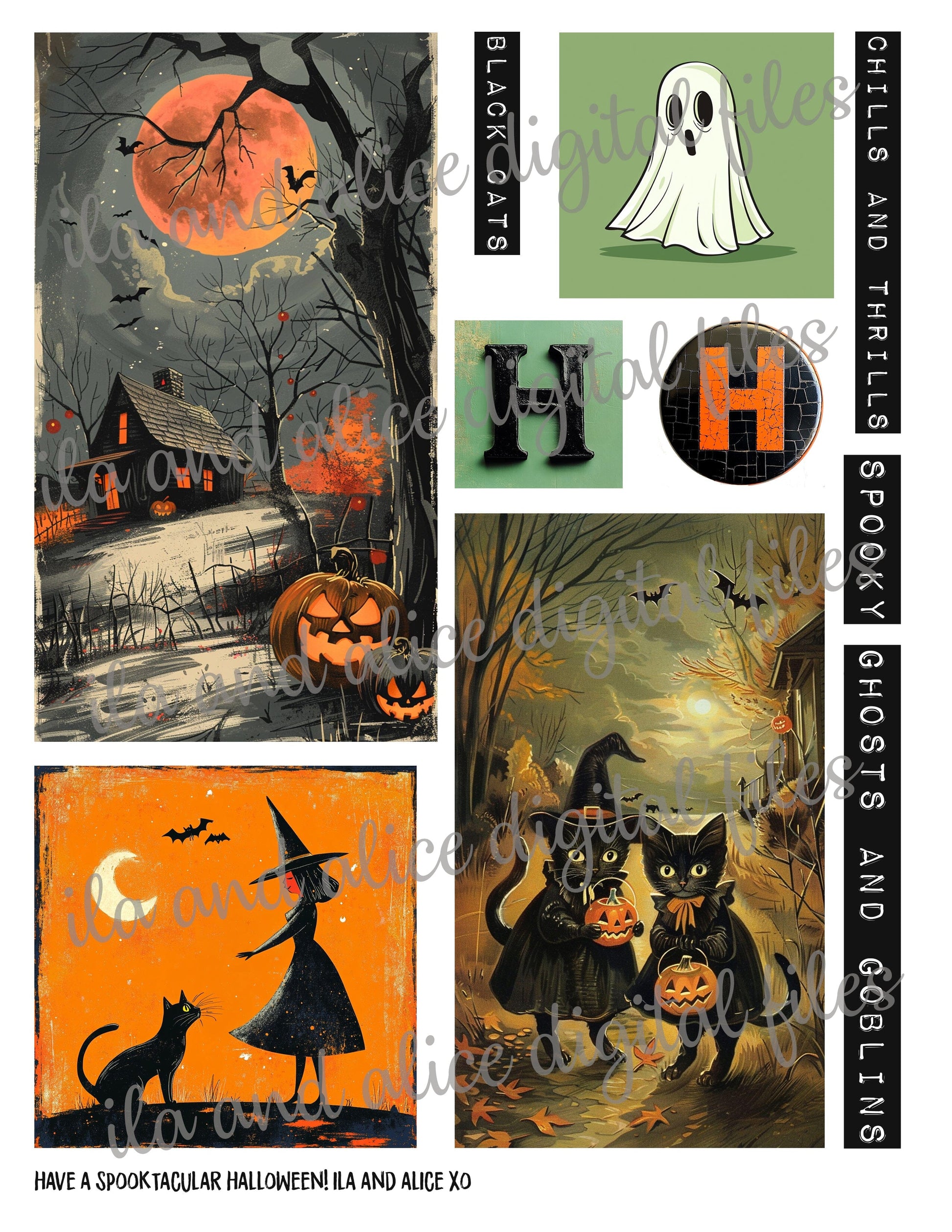 Digital Halloween Art Junk Journal Ephemera