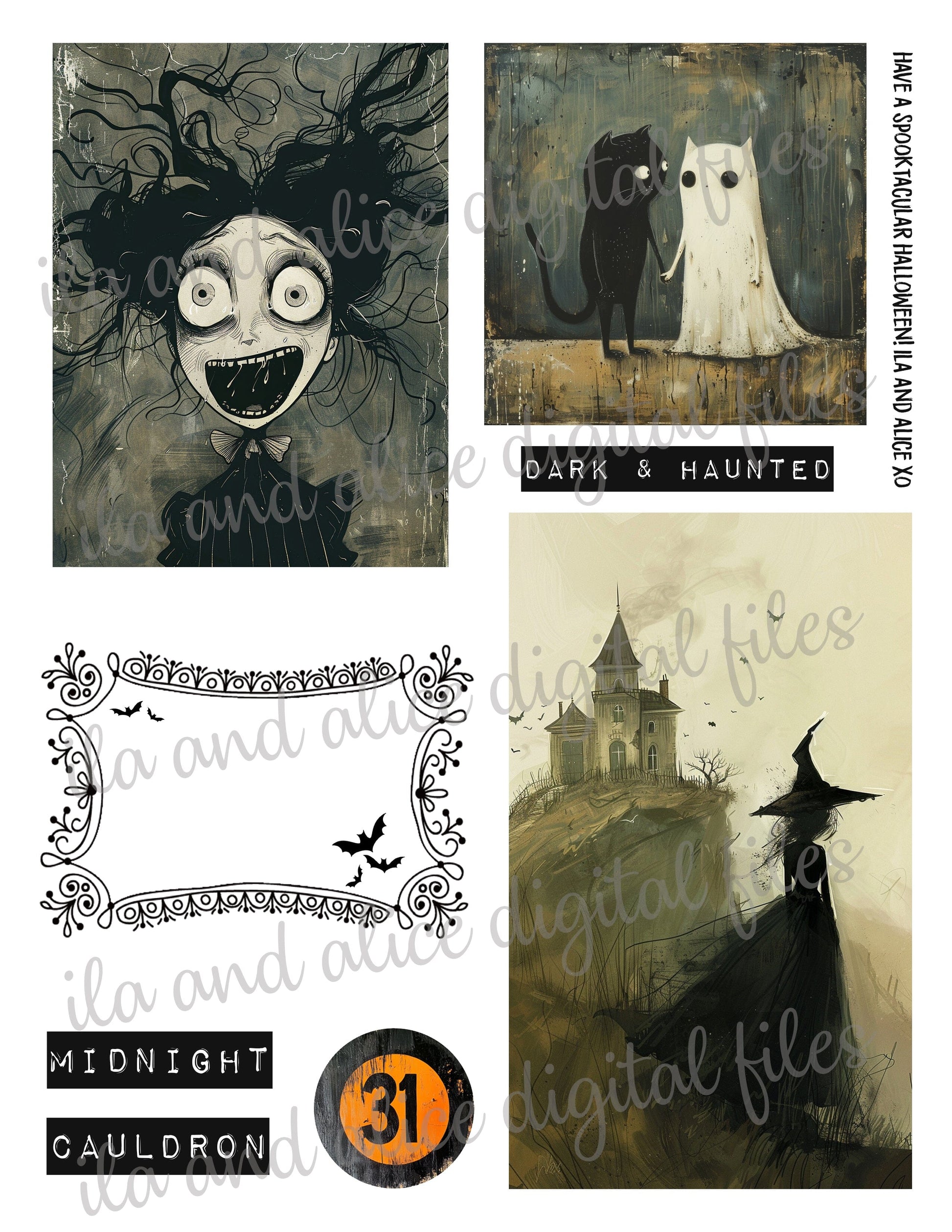 Digital Halloween Art Junk Journal Ephemera