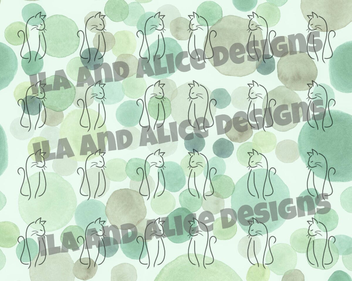 Digital Cat Junk Journal Paper-Green-5 Papers