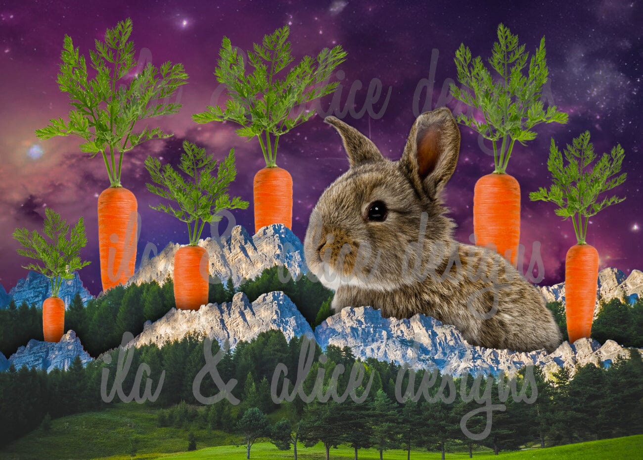 Funny Sci Fi Animals in Surreal Collage Art Postcards