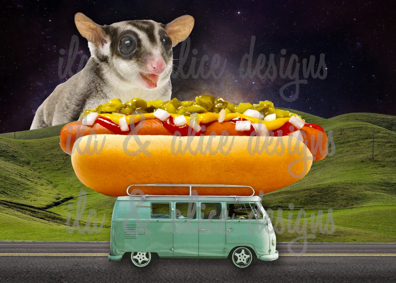Funny Sci Fi Animals in Surreal Collage Art Postcards