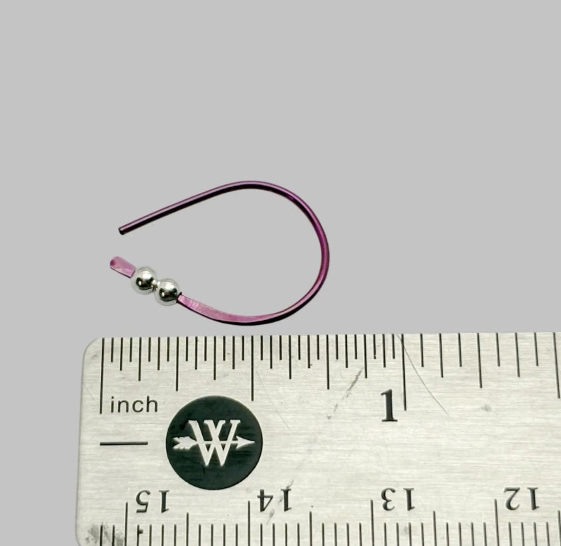 Niobium hoop earrings. Small 3/4" hoops. Silver accent beads. Hypoallergenic