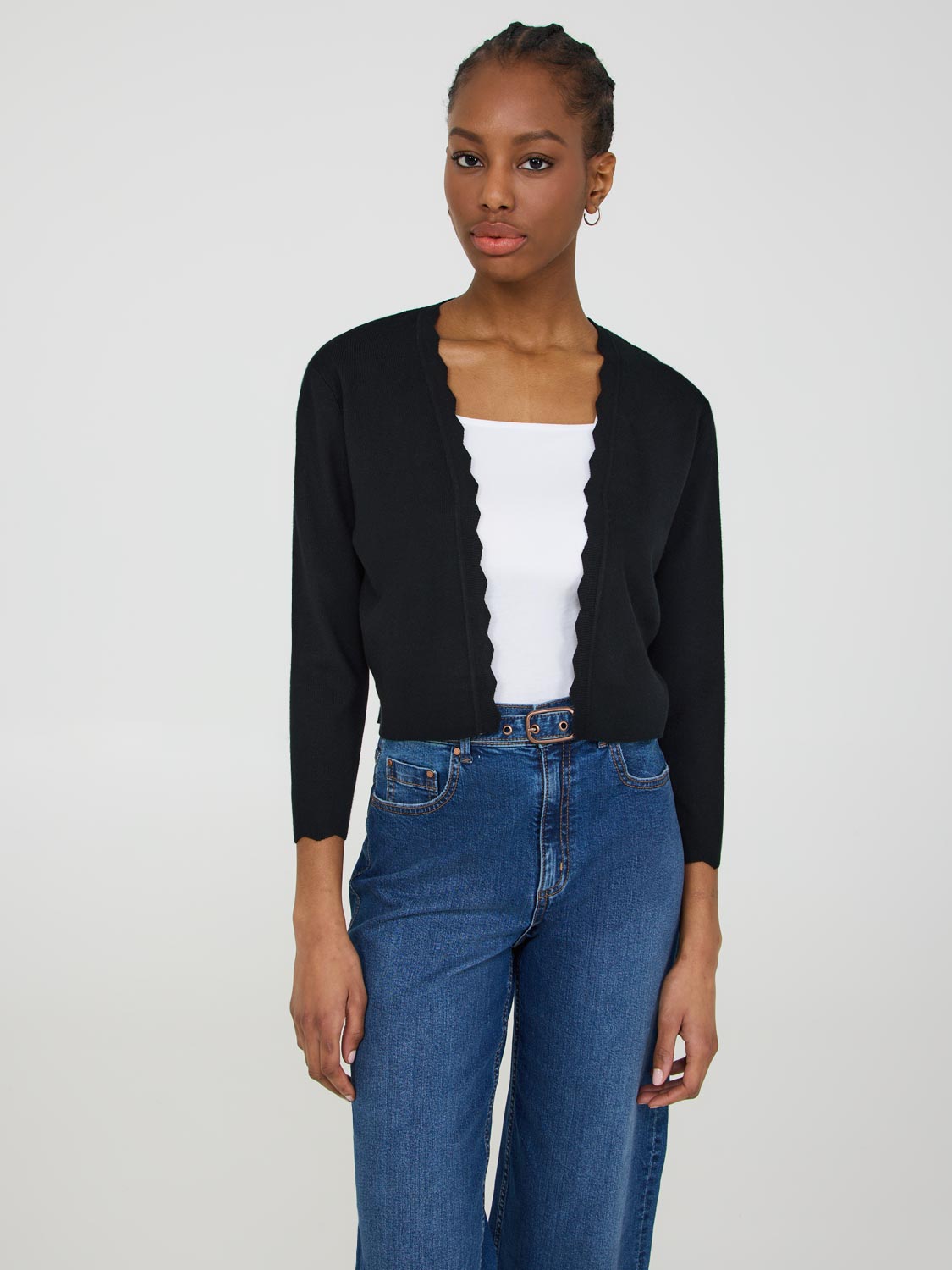 Cardigan boléro avec détails festonnés