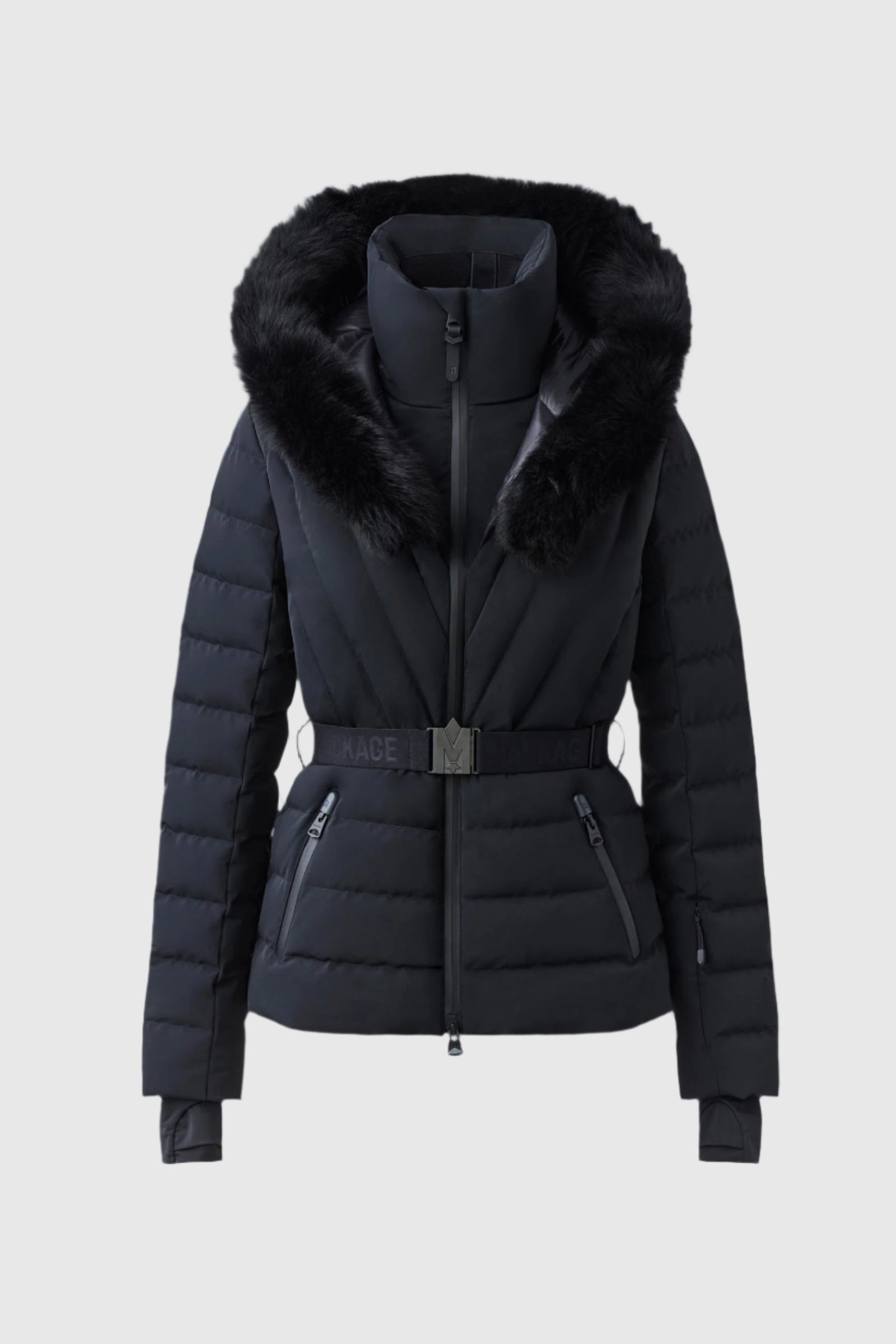 ELITA-Z Down ski jacket with removable blue fox fur trim