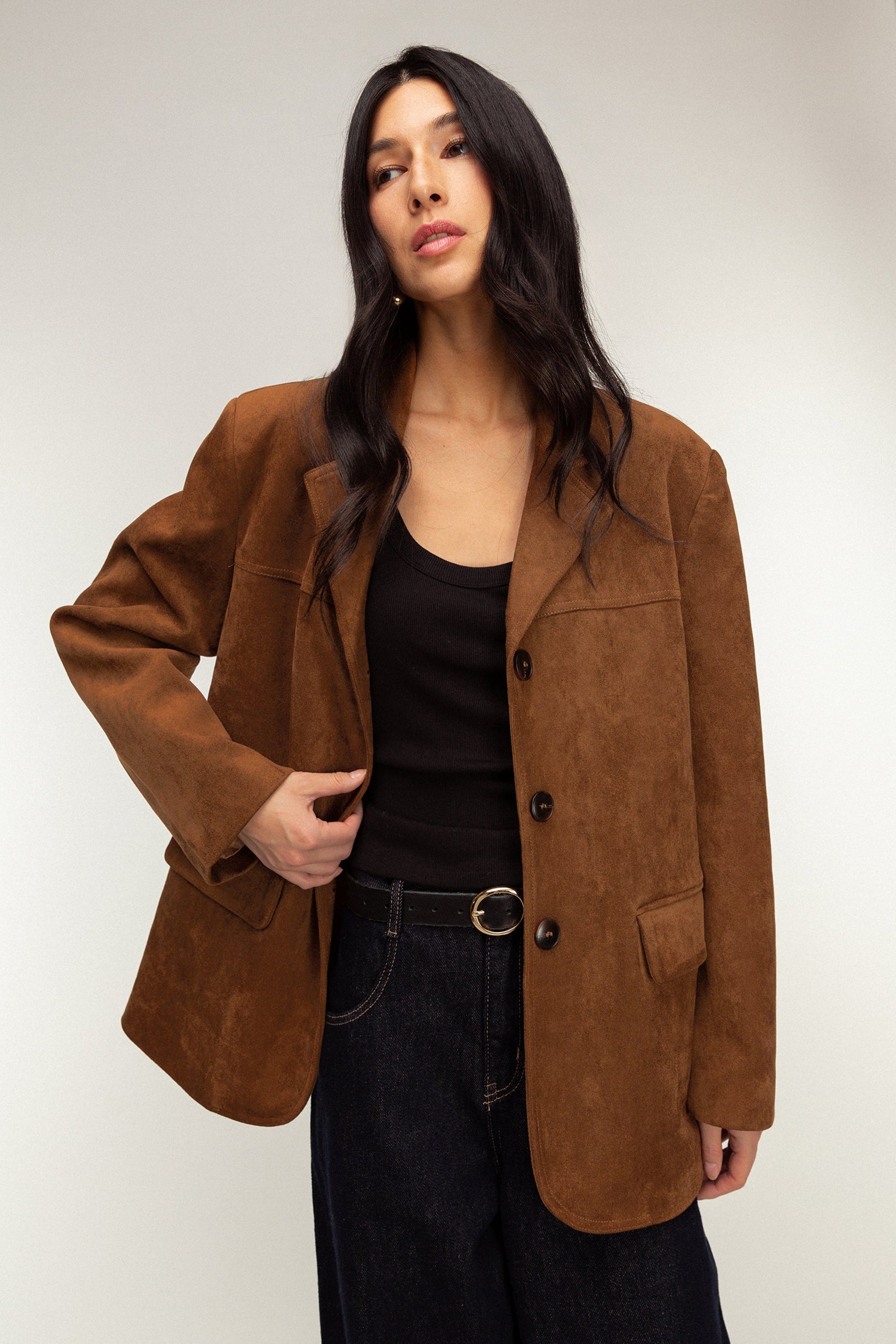 BLAZER OVERSIZE EN DAIM VEGAN