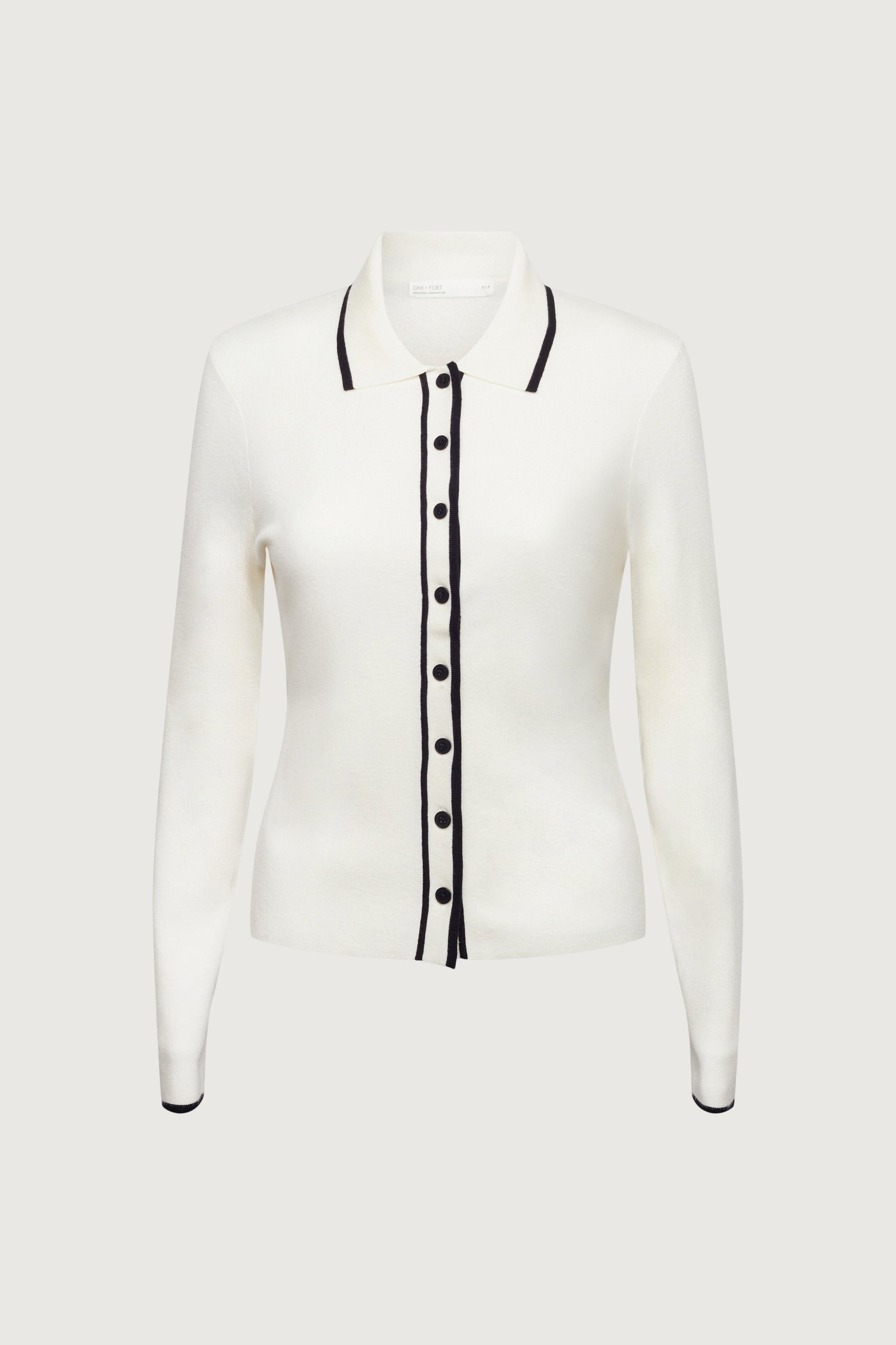 CARDIGAN À COL ET BOUTONNAGE CONTRASTÉ SUR LE DEVANT