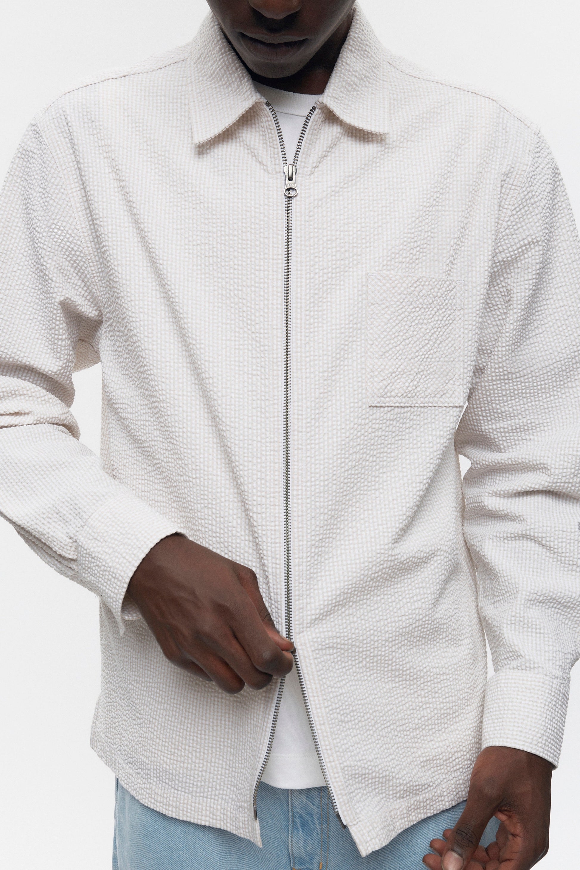 Men's Seersucker Full Zip Shirt