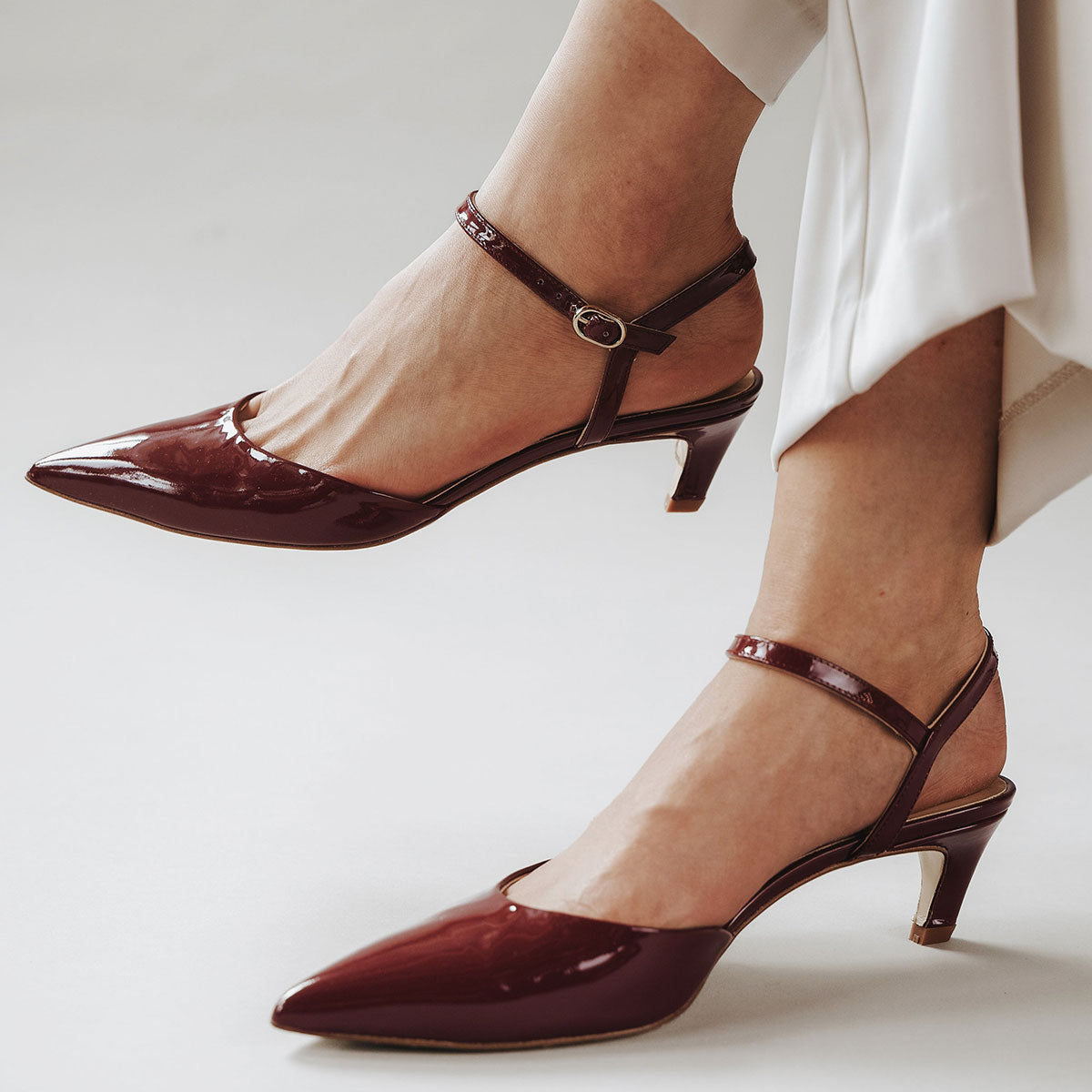 The Claire Kitten Heel Shiraz Patent