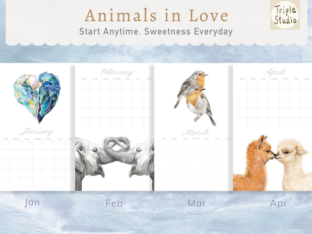 Calendrier mural extra large sans date avec support magnétique pour affiche - Cher amour