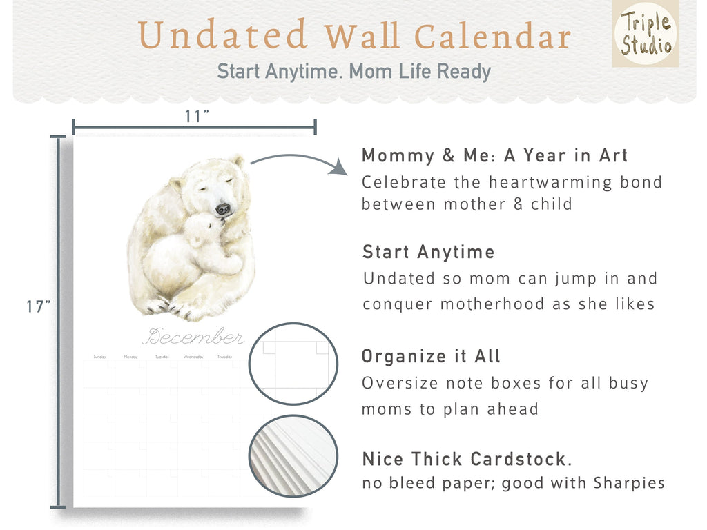 Calendrier mural extra large sans date avec support magnétique pour affiche - BÉBÉ &amp; MAMAN