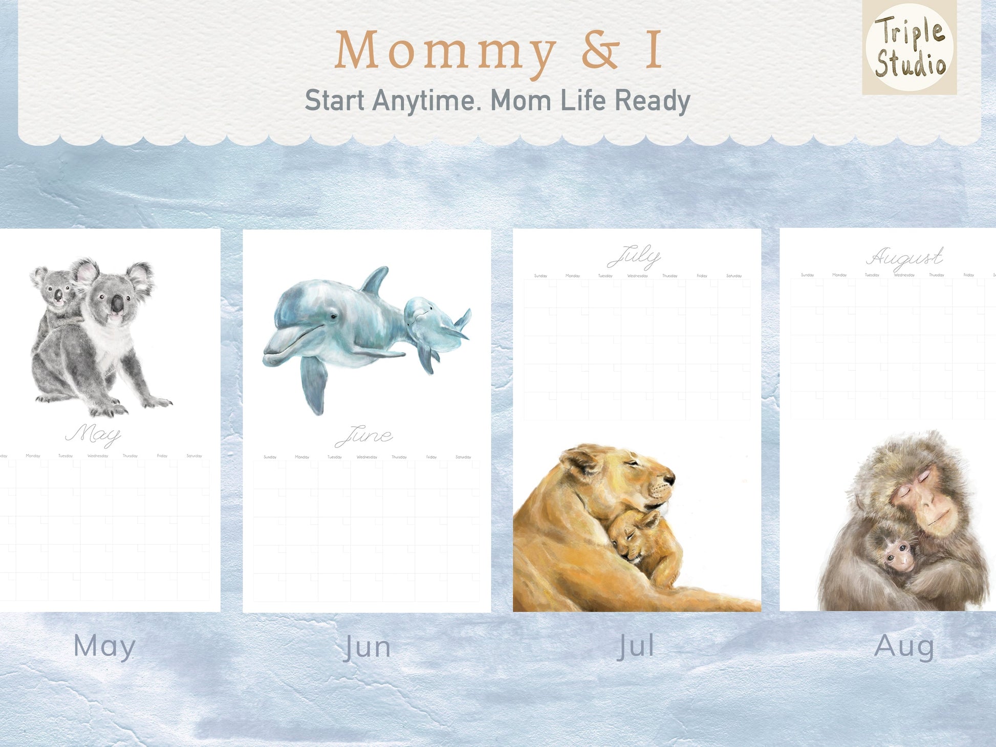 Calendrier mural extra large sans date avec support magnétique pour affiche - BÉBÉ &amp; MAMAN