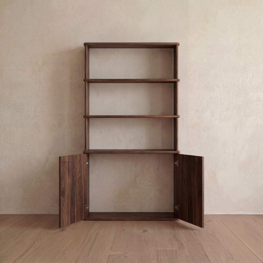 Cabinet bookshelf in walnut