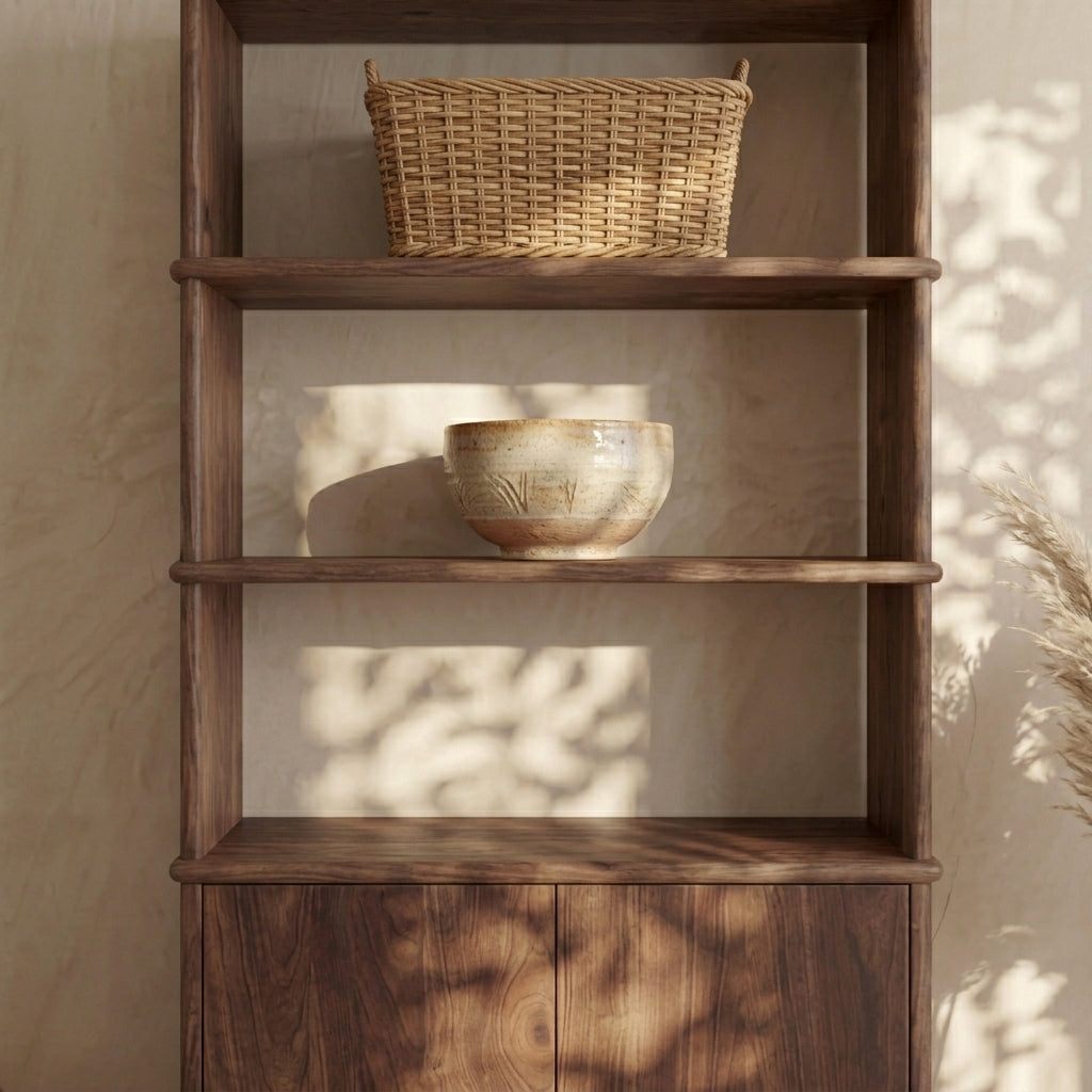 Cabinet bookshelf in walnut