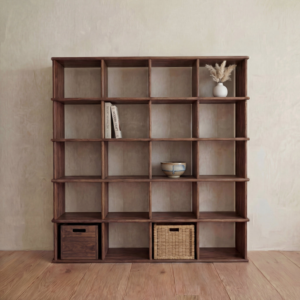 Étagère cubique en noyer