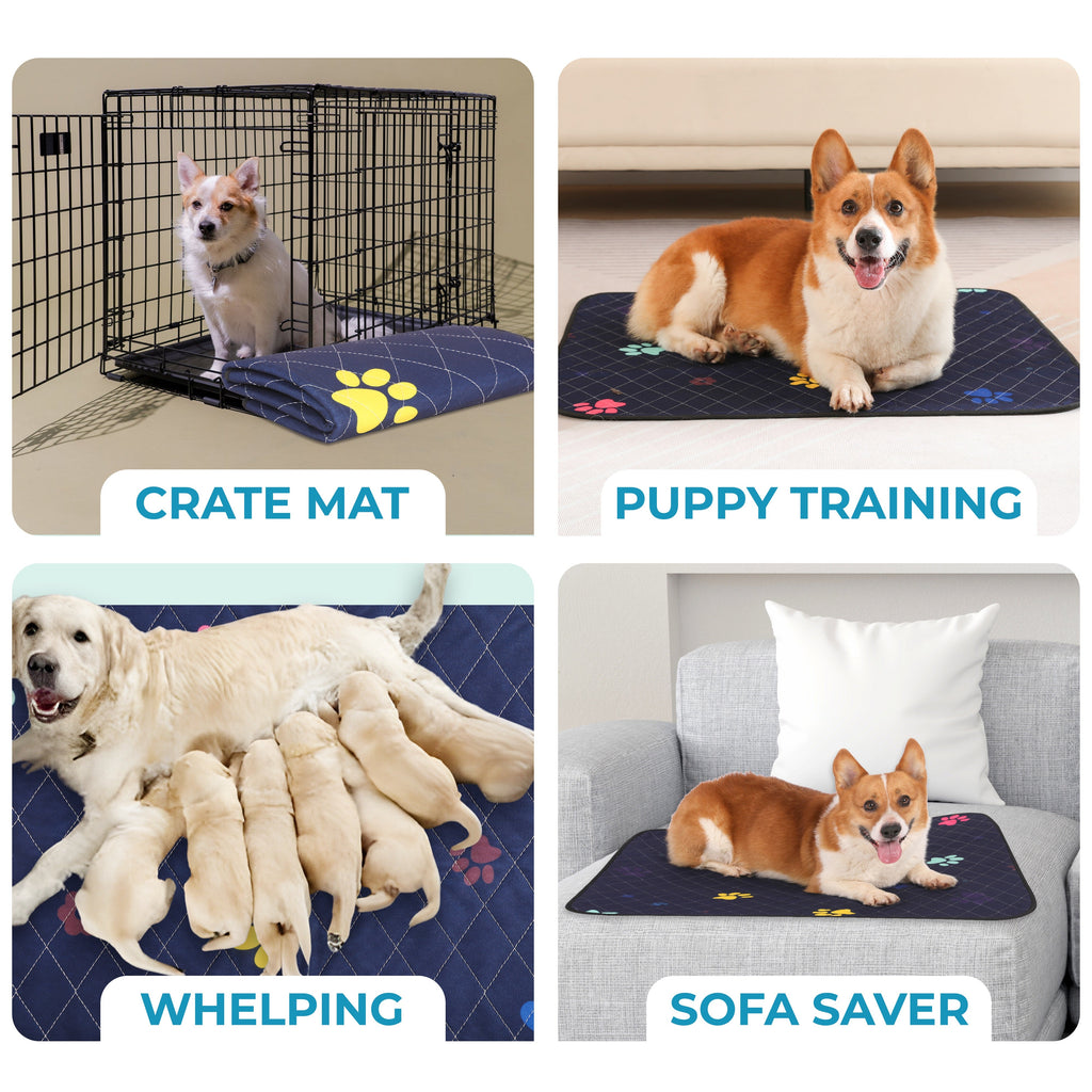 Washable Dog Pee Pads - 18"x24" 4-Pack. Super Absorbent, Leakproof, Quick-Drying, Reusable Puppy Pads