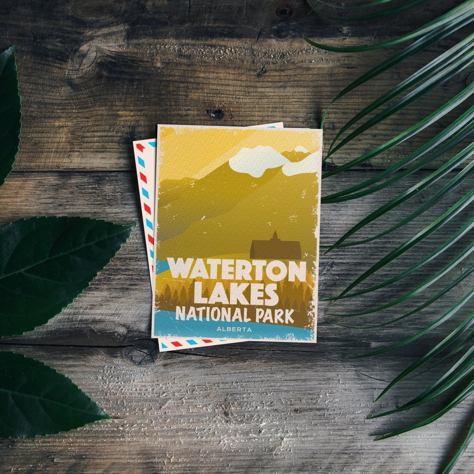 Carte postale du parc national des Lacs Waterton (Canada)