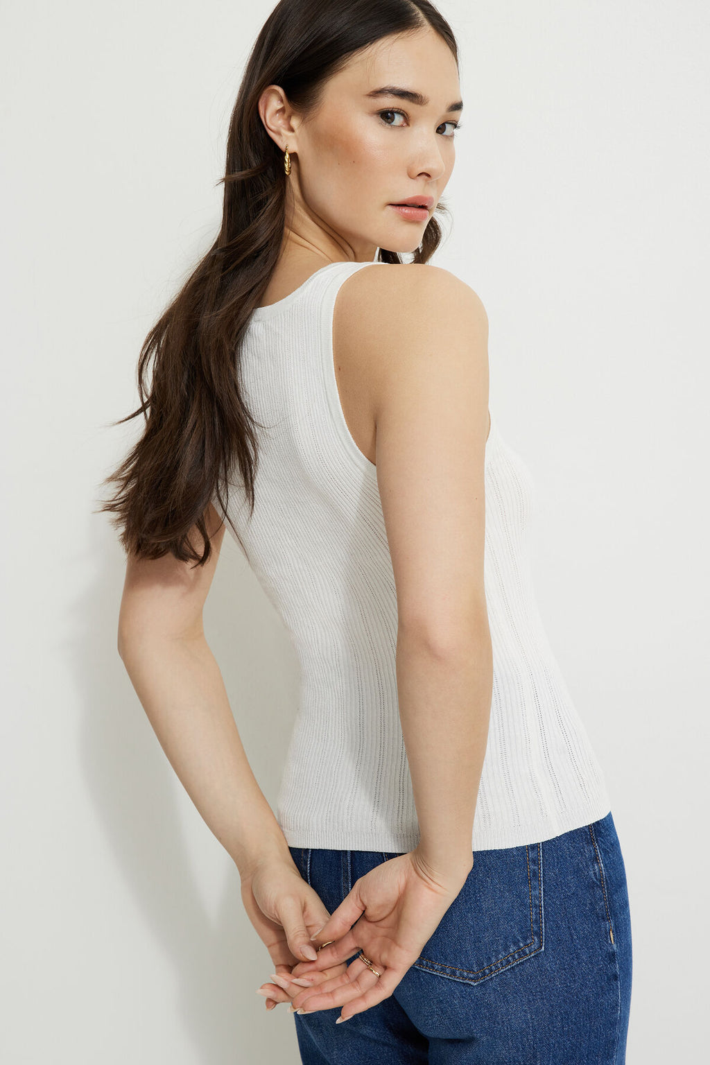 Pointelle Scoop Neck Tank Top