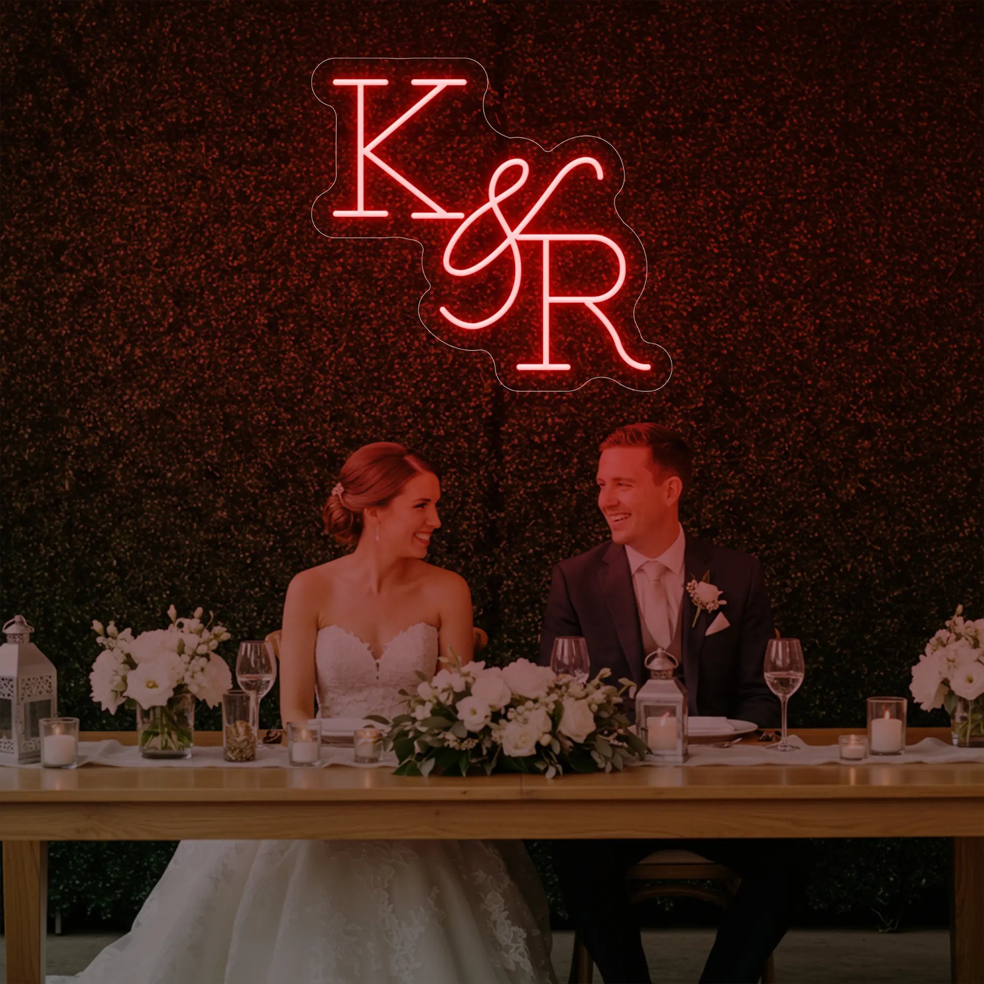 Enseigne néon personnalisée initiales de mariage V2