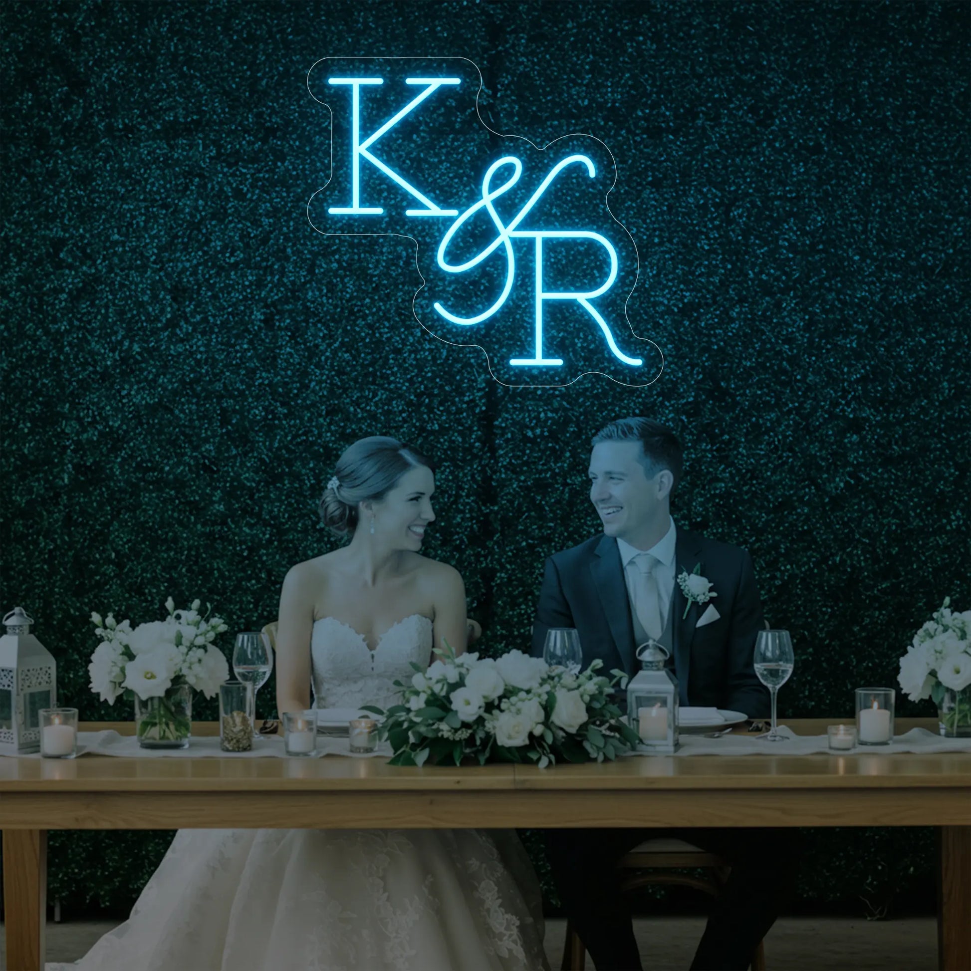 Enseigne néon personnalisée initiales de mariage V2