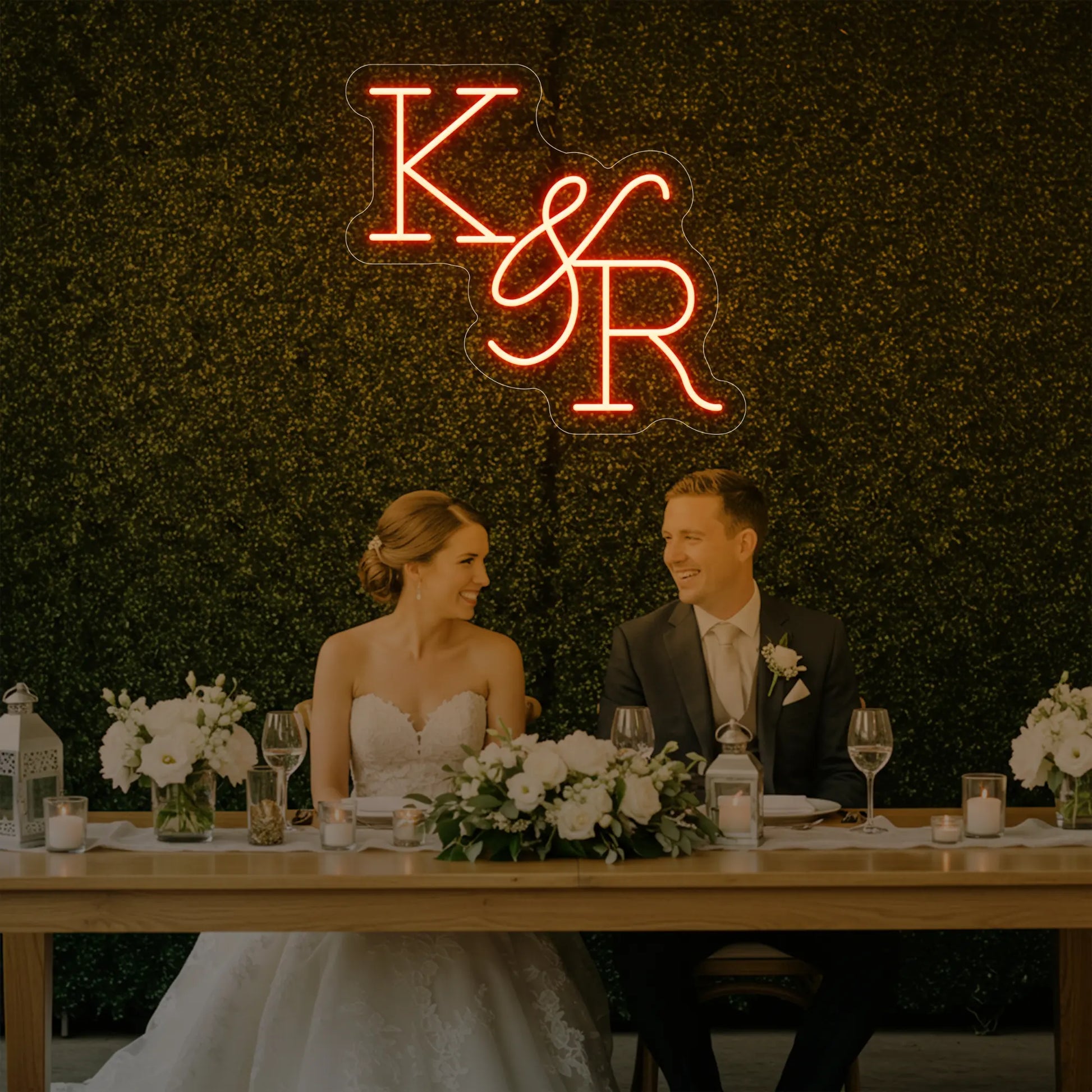 Enseigne néon personnalisée initiales de mariage V2