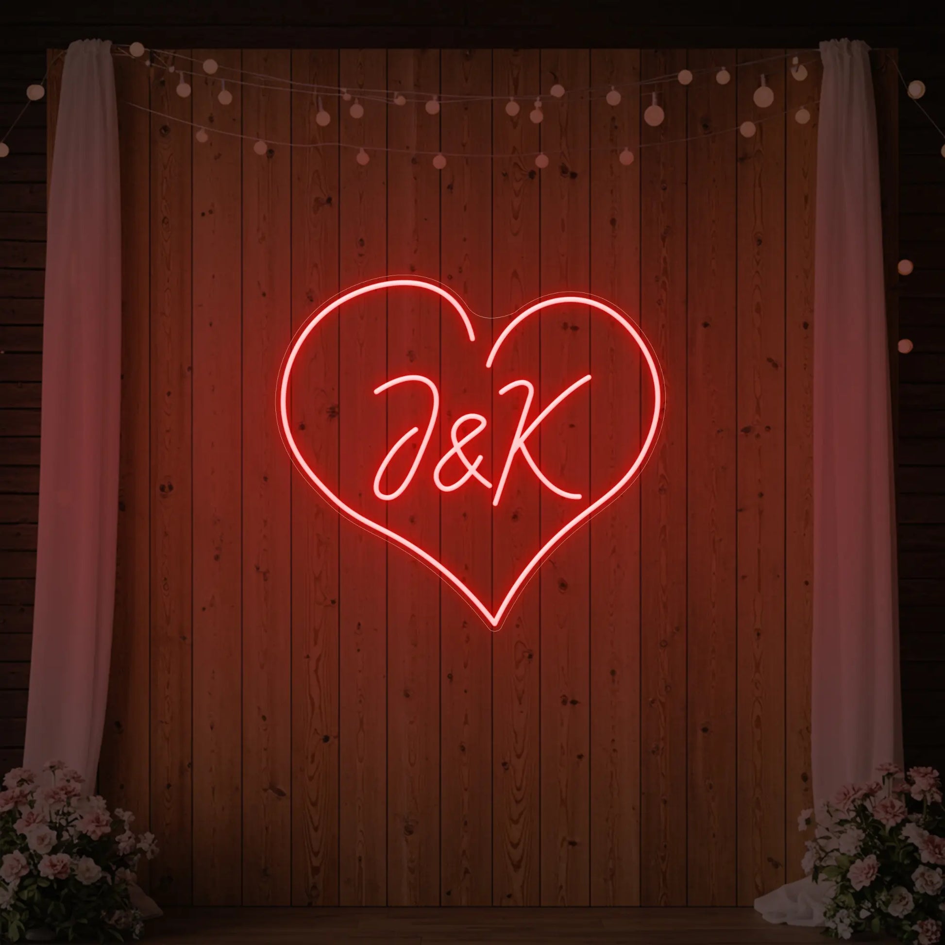 Enseigne néon personnalisée avec initiales de mariage V5