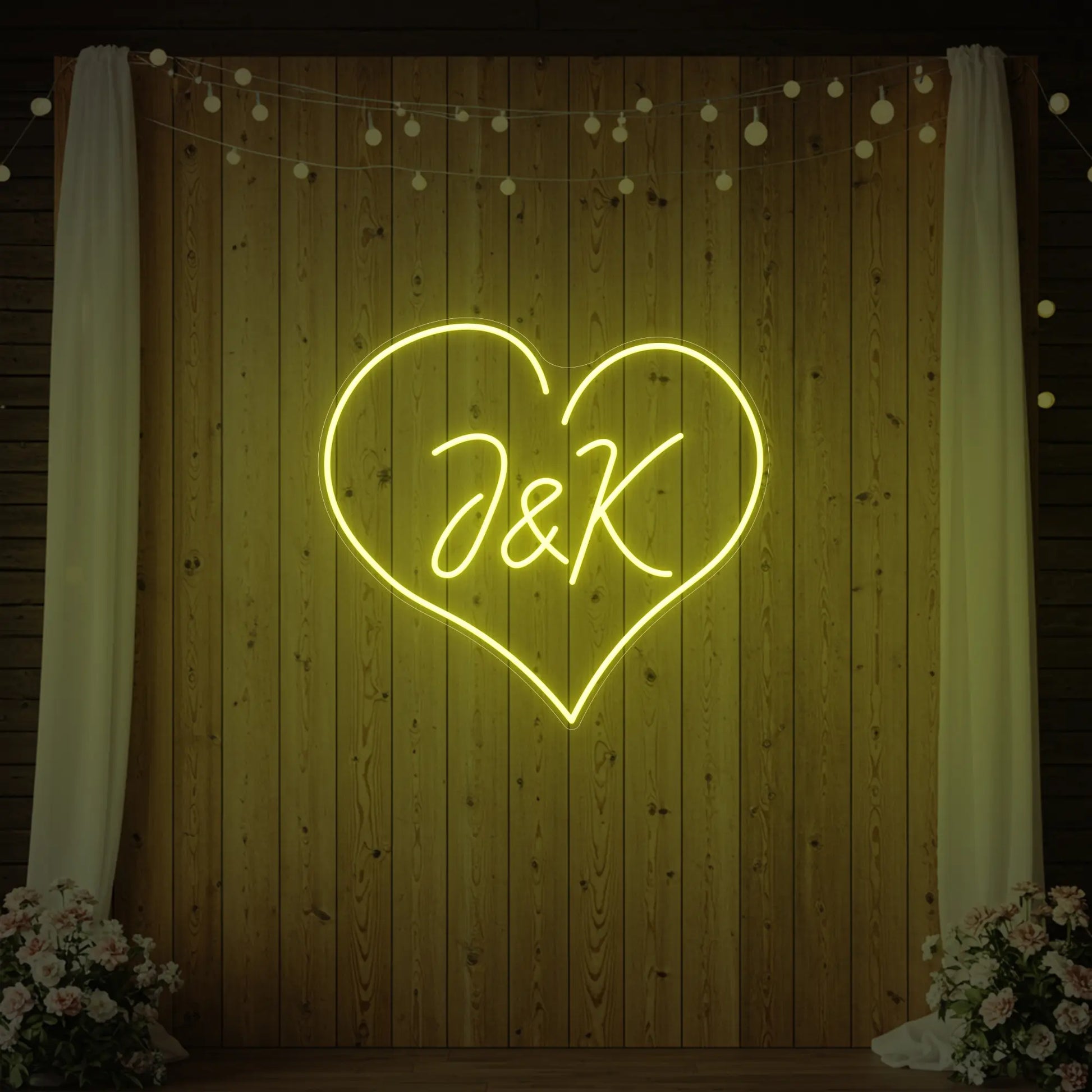 Enseigne néon personnalisée avec initiales de mariage V5