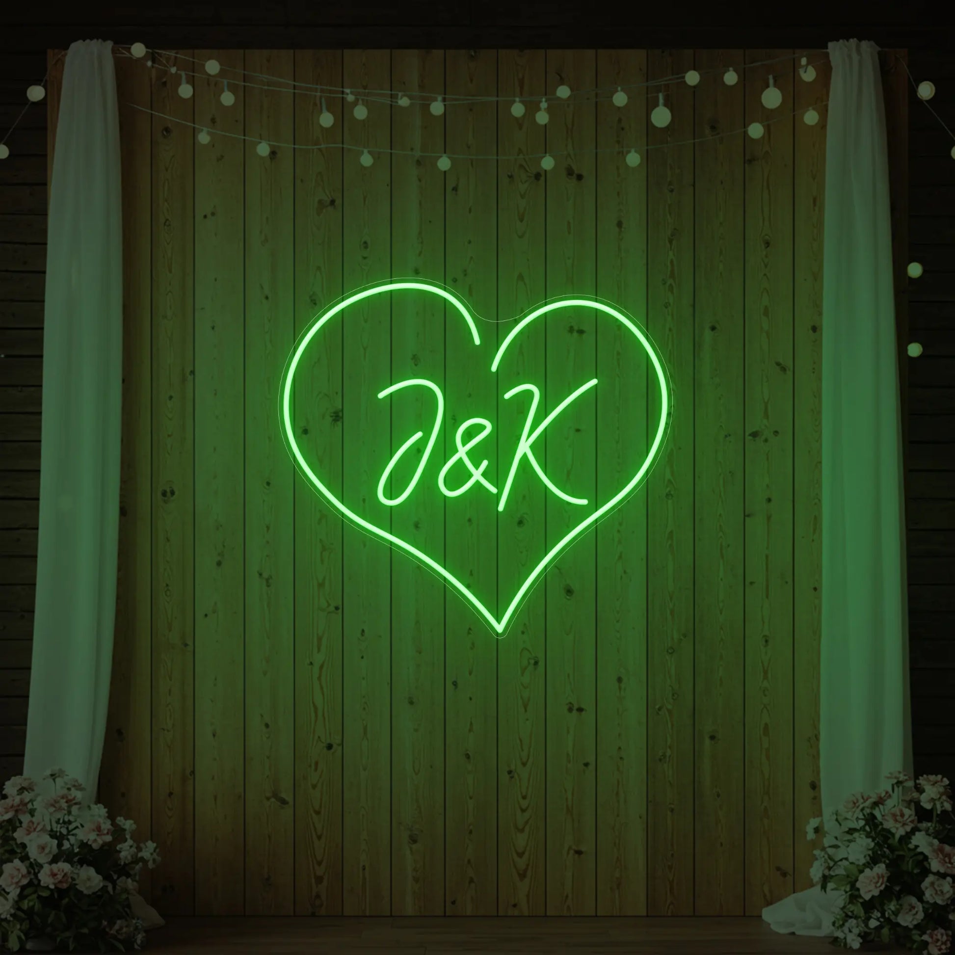 Enseigne néon personnalisée avec initiales de mariage V5