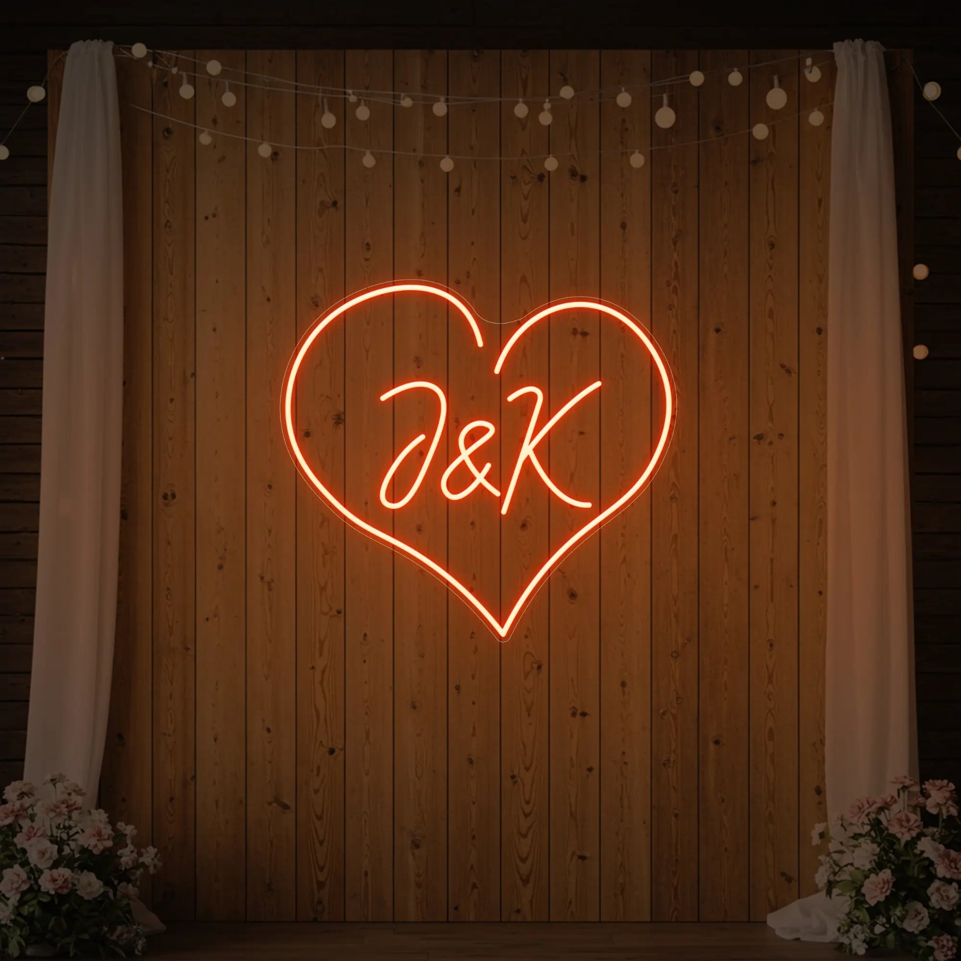 Enseigne néon personnalisée avec initiales de mariage V5