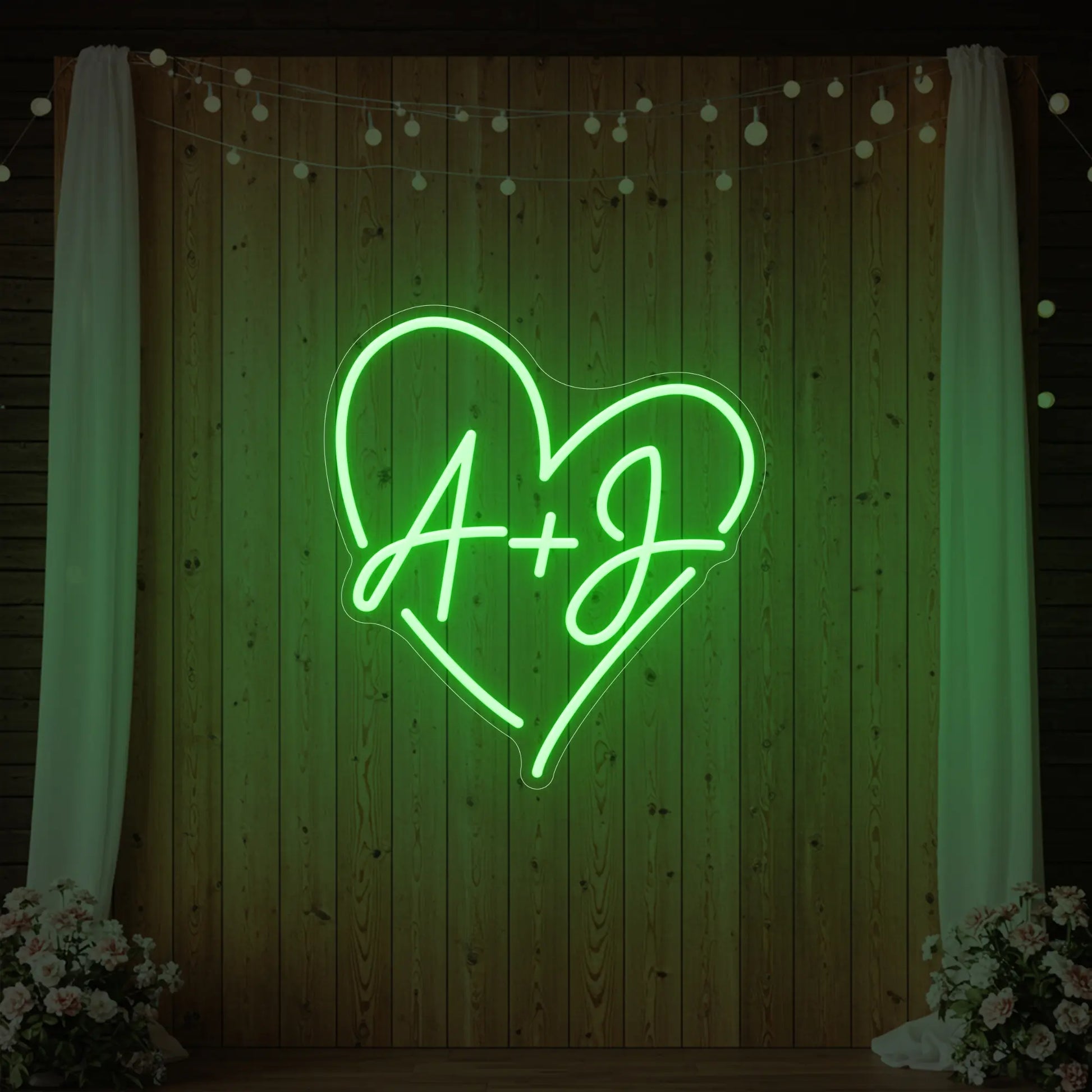 Enseigne néon personnalisée avec initiales de mariage V7