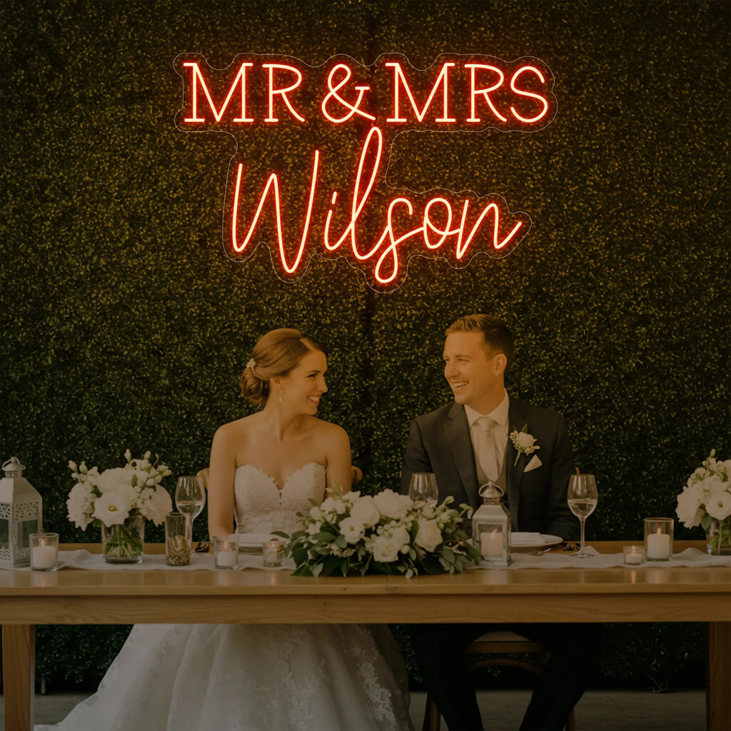 Wedding Last Names Custom Neon Sign V2