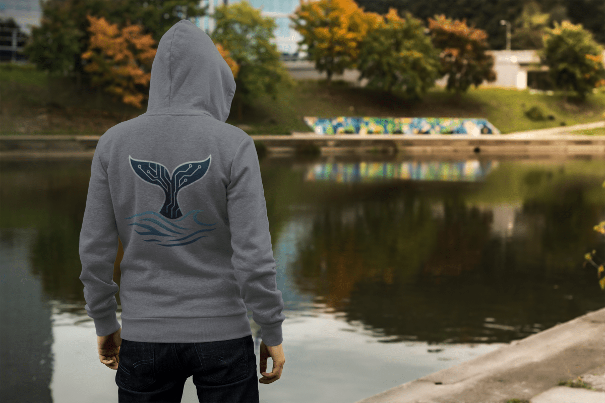 Whale Circuitry Zip Hoodie - Dive into Ocean Vibes  with this Playful Design!