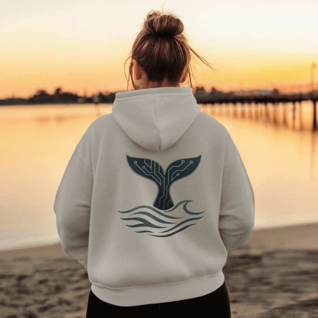 Whale Circuitry Zip Hoodie - Dive into Ocean Vibes  with this Playful Design!
