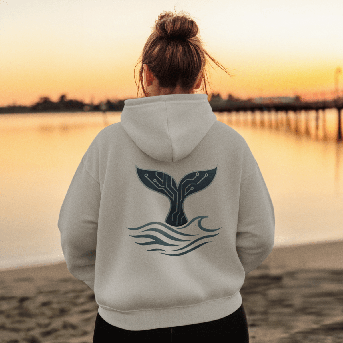 Whale Circuitry Zip Hoodie - Dive into Ocean Vibes  with this Playful Design!