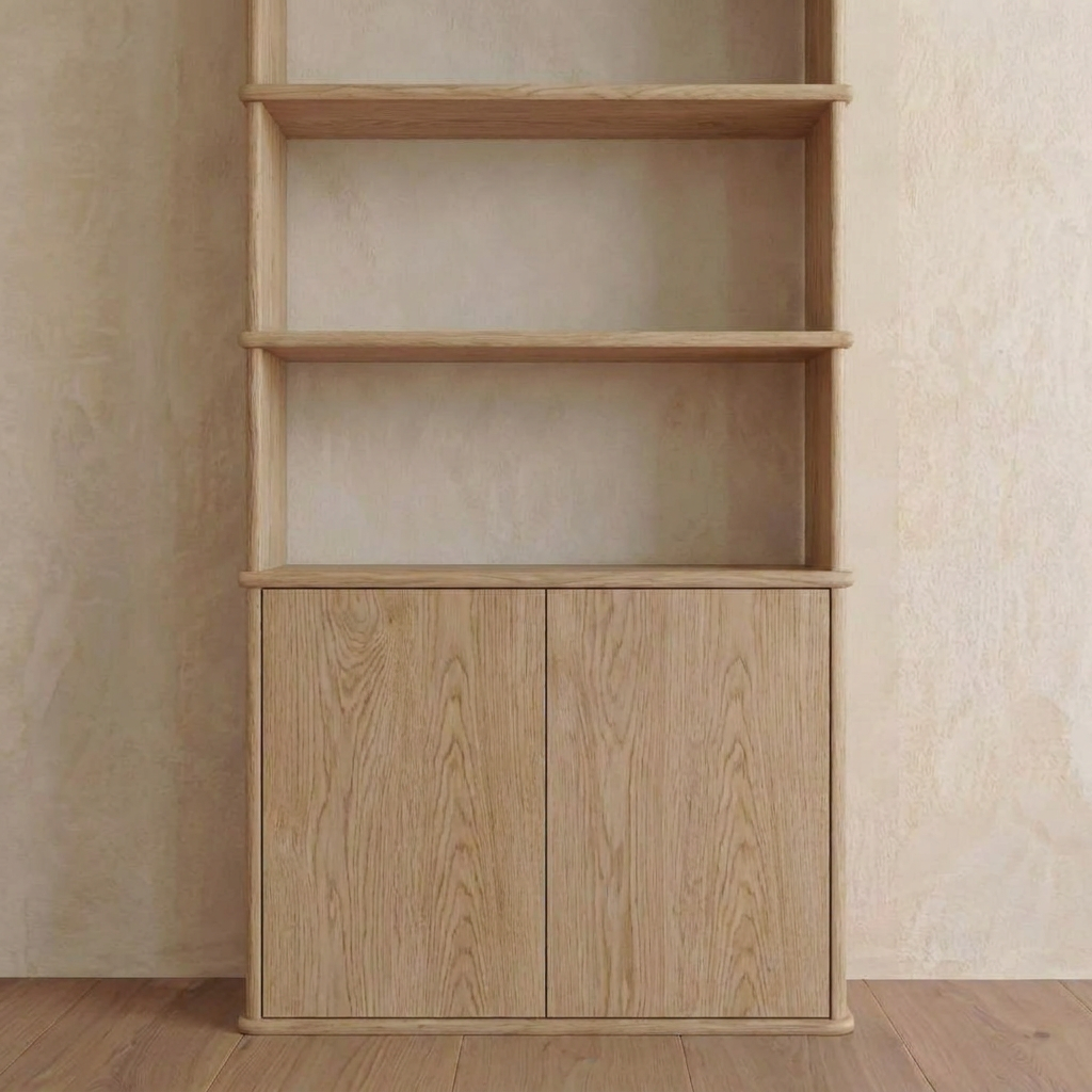 Cabinet bookshelf in white oak