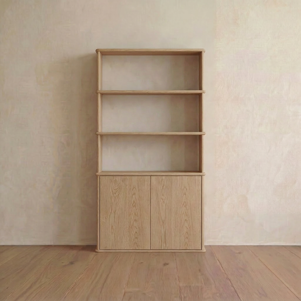 Cabinet bookshelf in white oak