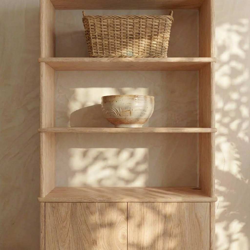Cabinet bookshelf in white oak
