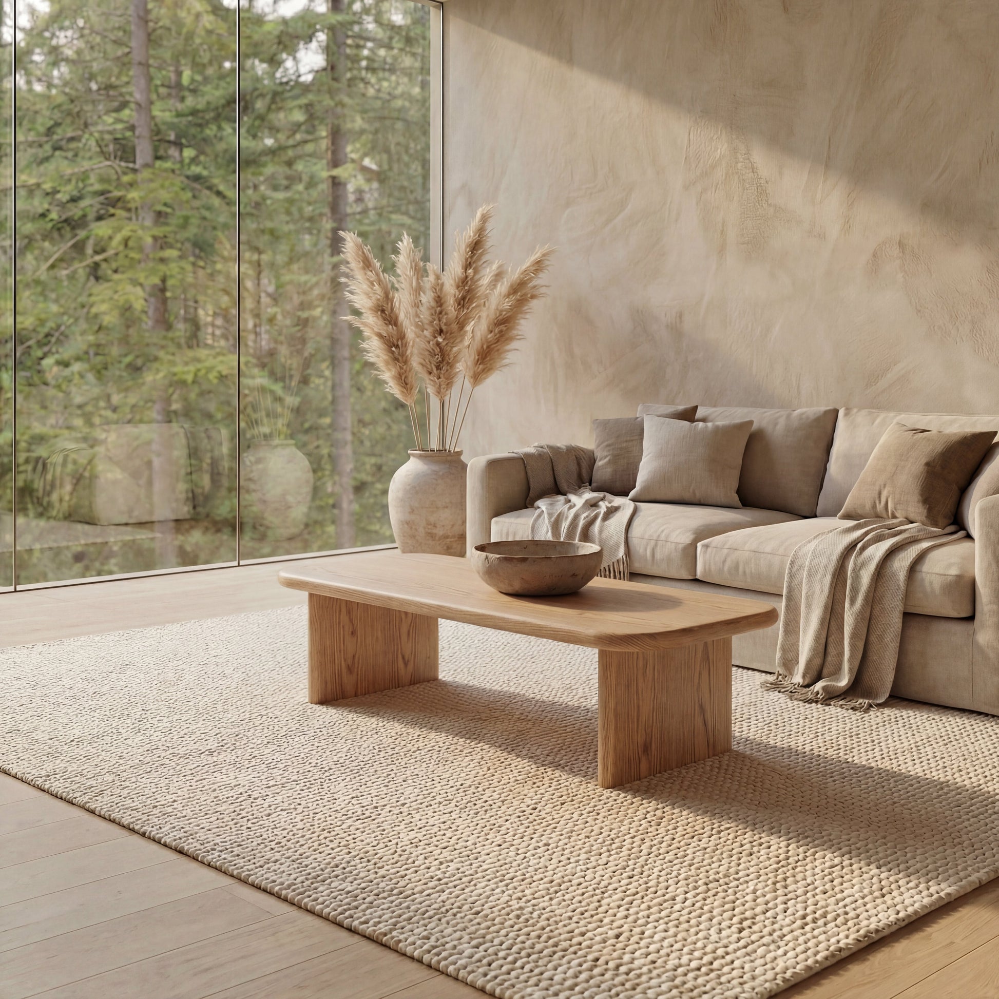 60 Inch Coffee Table in White Oak
