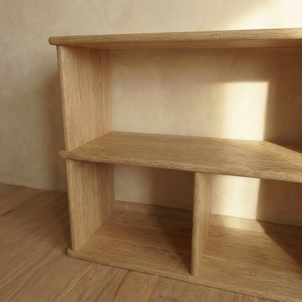 Console bibliothèque en chêne blanc