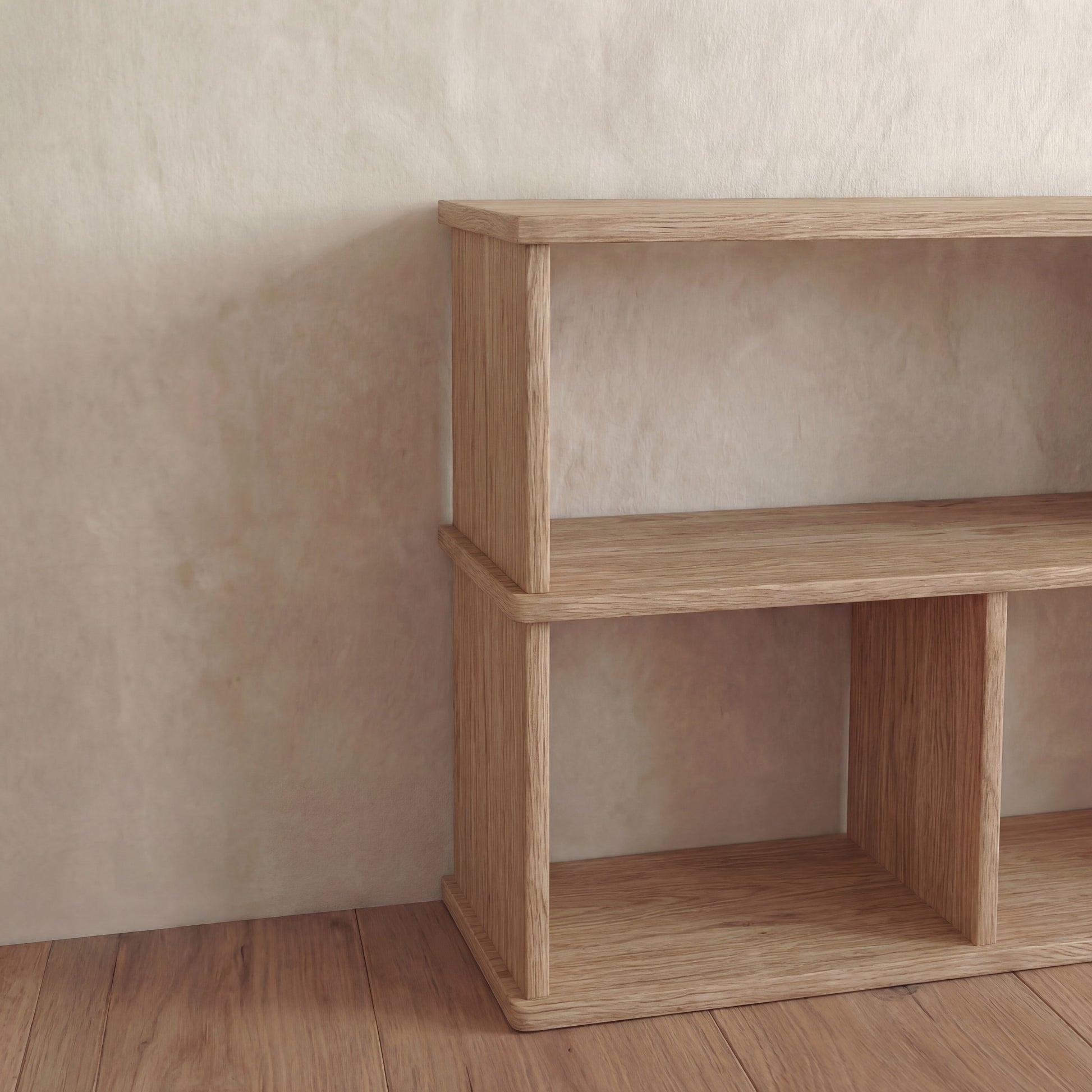 65 Inch Bookshelf TV Stand in White Oak