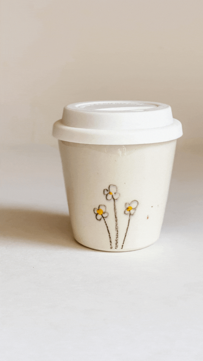 Tasses à café en porcelaine Daisy avec couvercle à emporter - 8 oz
