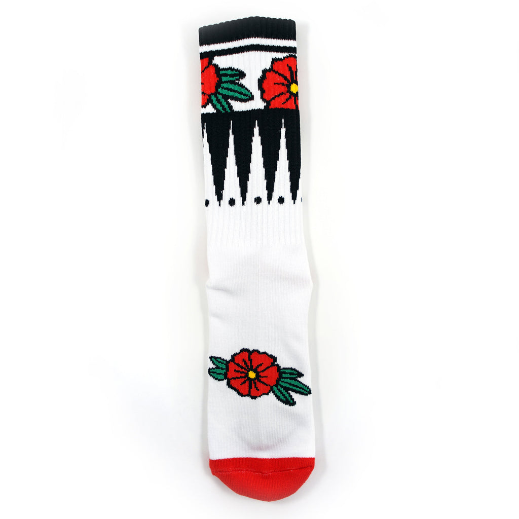 Chaussettes blanches à fleurs géométriques