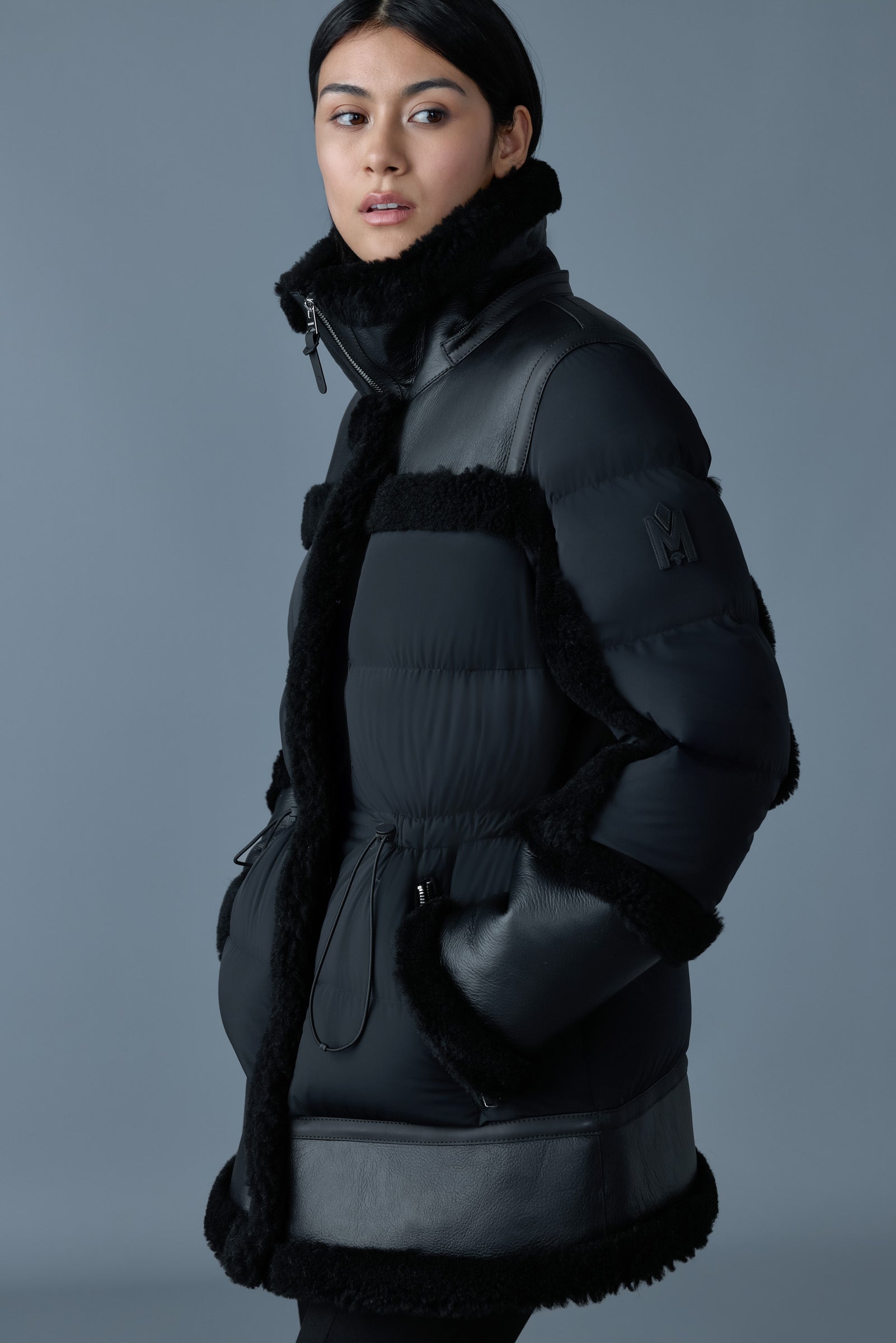 LILIBETH Parka en duvet et peau lainée mixte