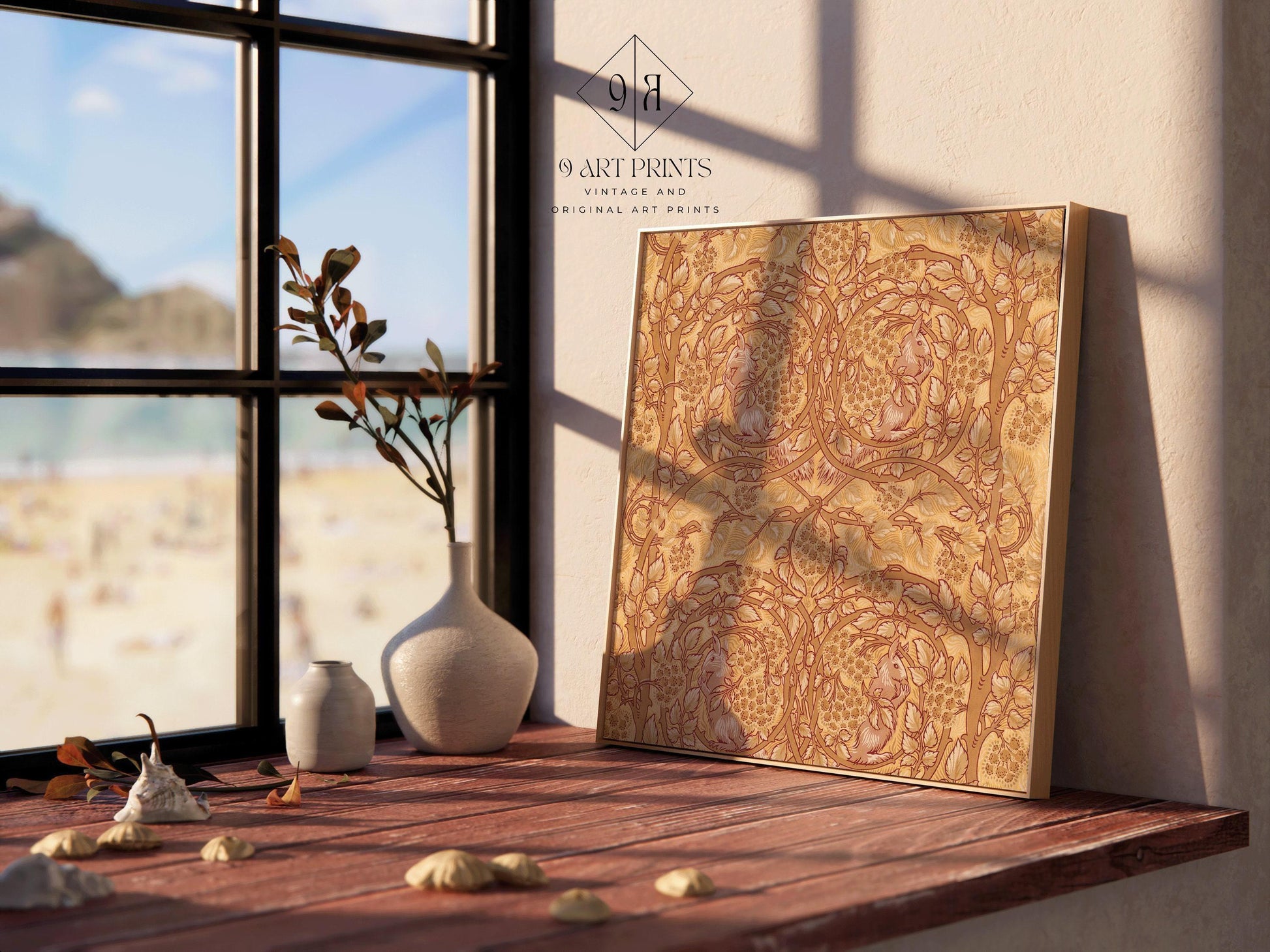 Estampe William Morris « Ronces et écureuils » : Motif botanique vintage (1x1)