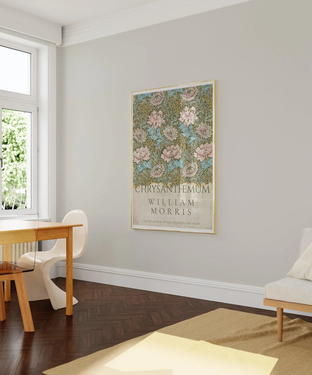 Estampe de chrysanthèmes de William Morris : Impression giclée d'art botanique vintage
