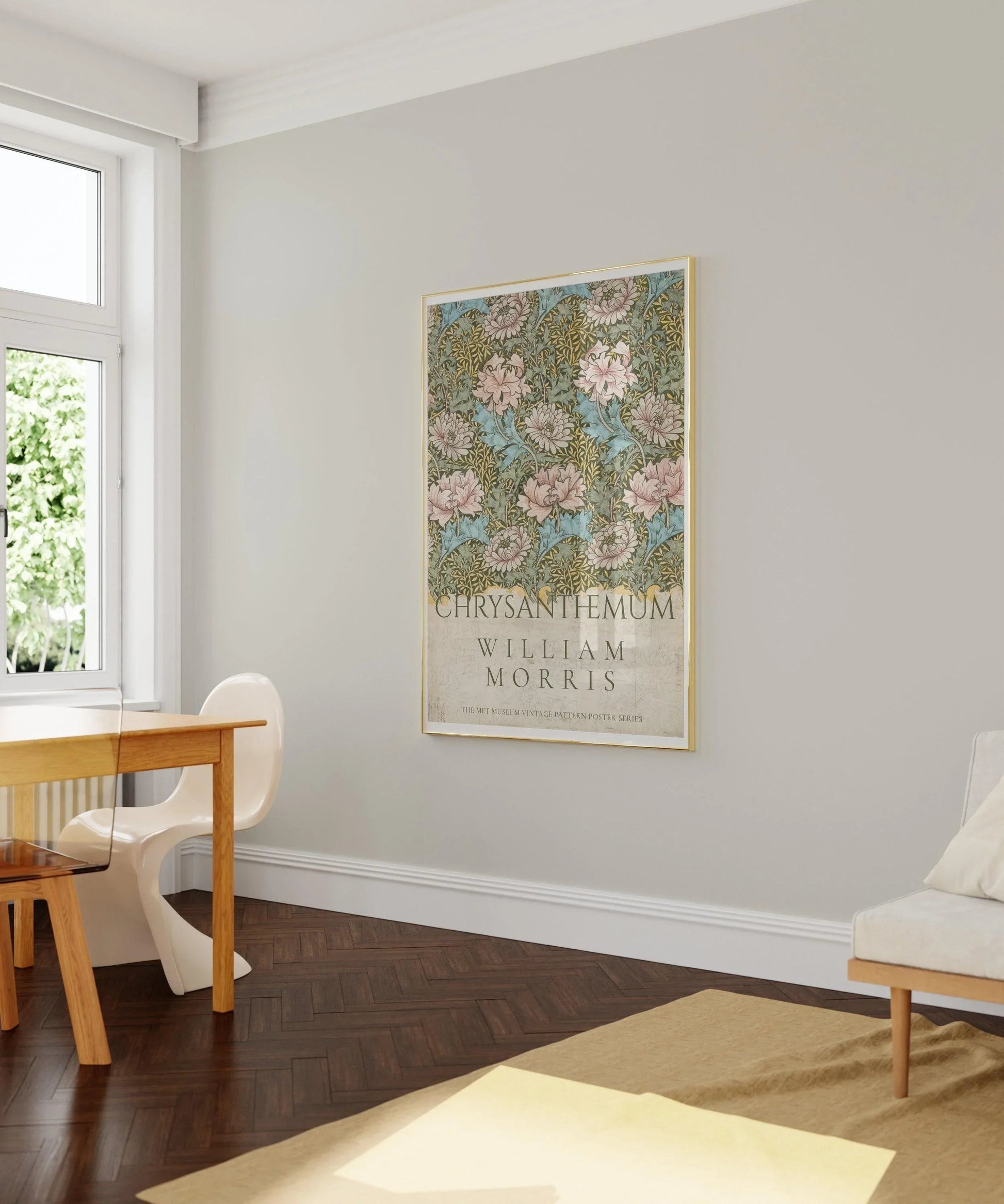 Estampe de chrysanthèmes de William Morris : Impression giclée d'art botanique vintage